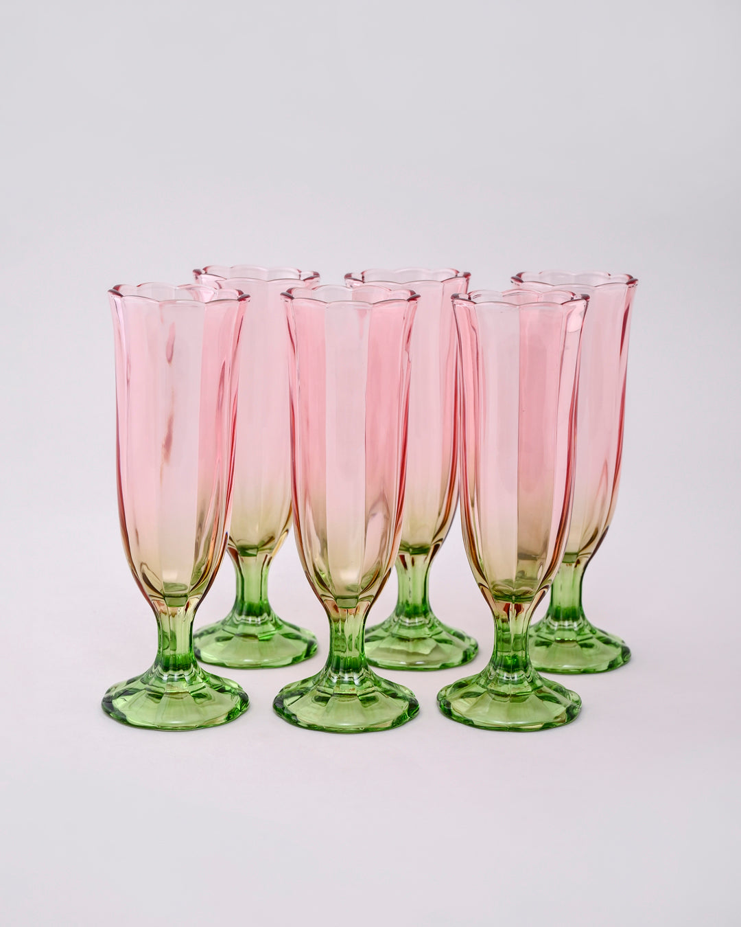 Pink Ombré Tulip Champagne Flute - Set of 6