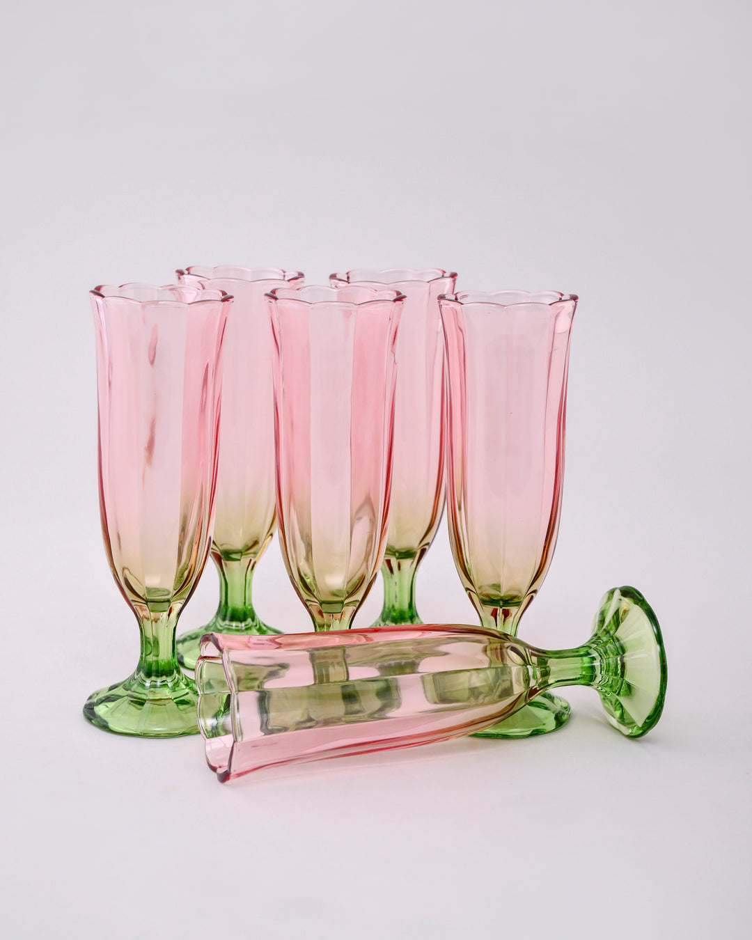 Pink Ombré Tulip Champagne Flute - Set of 6