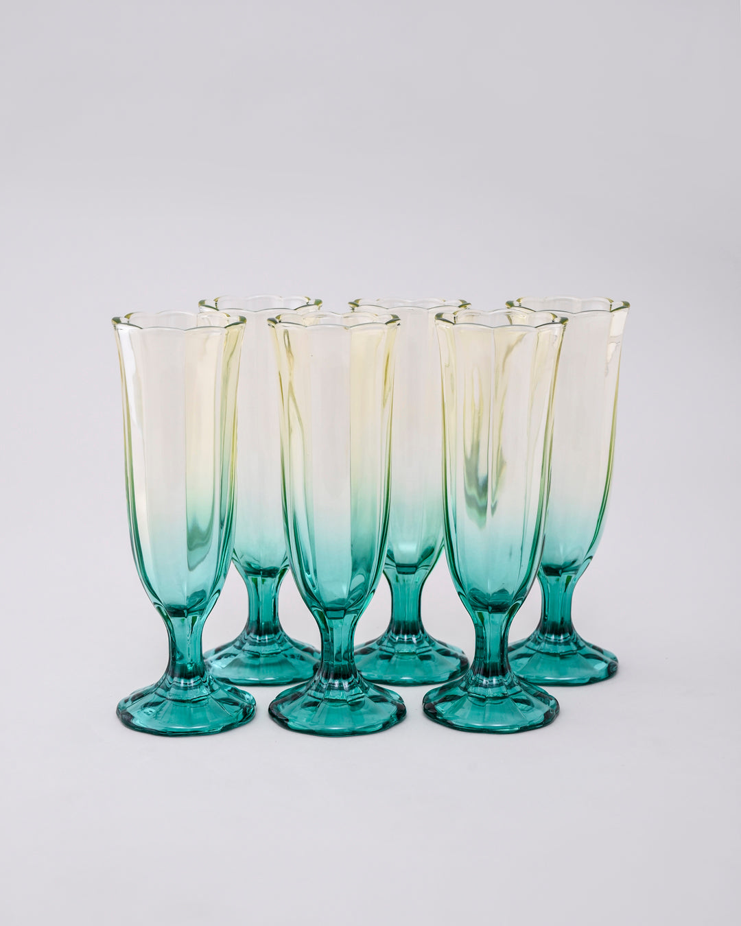 Green Ombré Tulip Champagne Flute - Set of 6