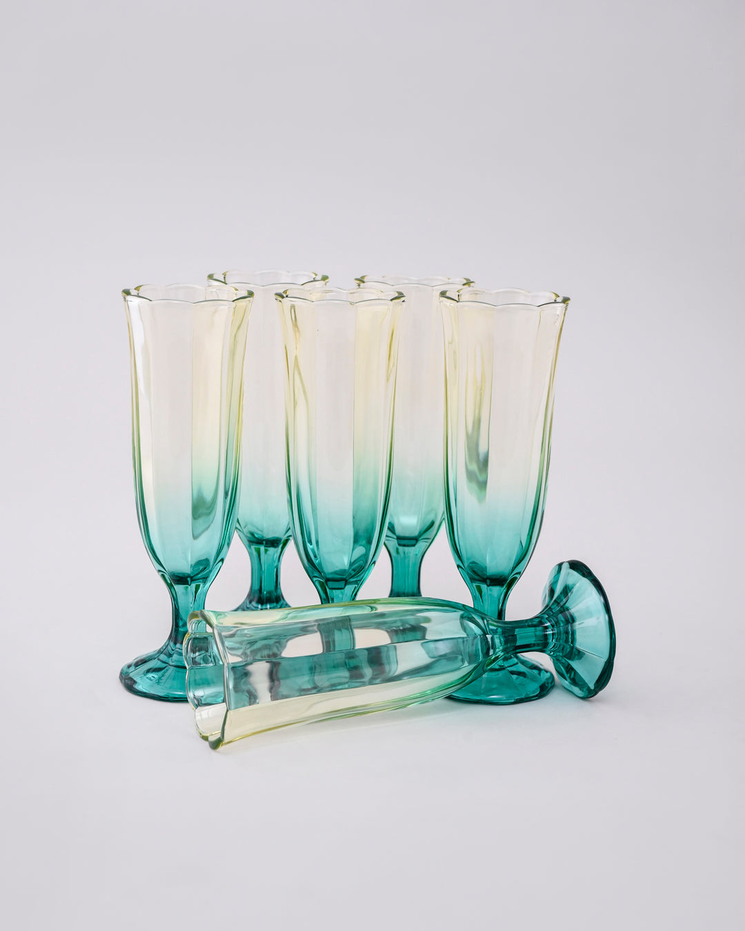 Green Ombré Tulip Champagne Flute - Set of 6