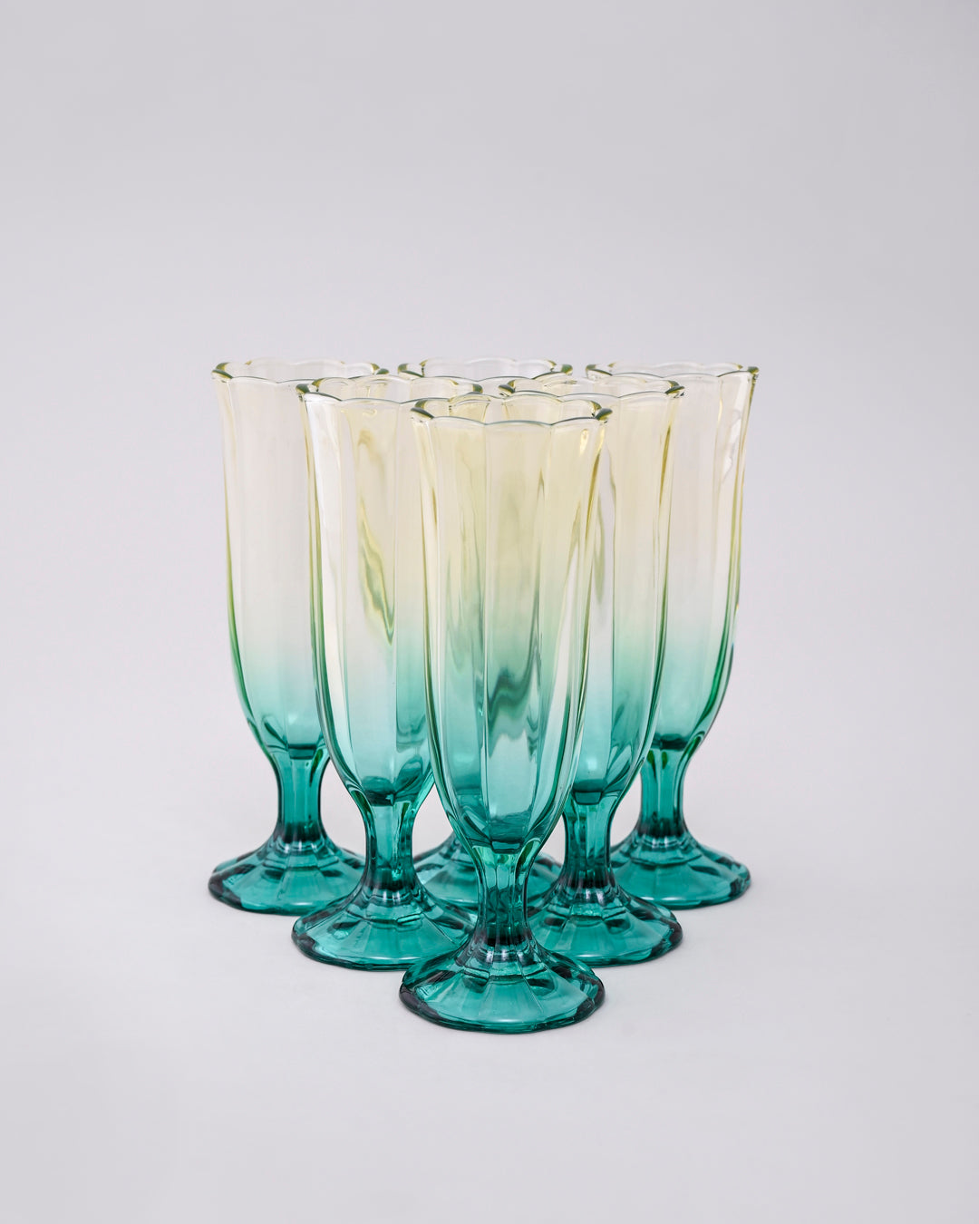 Green Ombré Tulip Champagne Flute - Set of 6