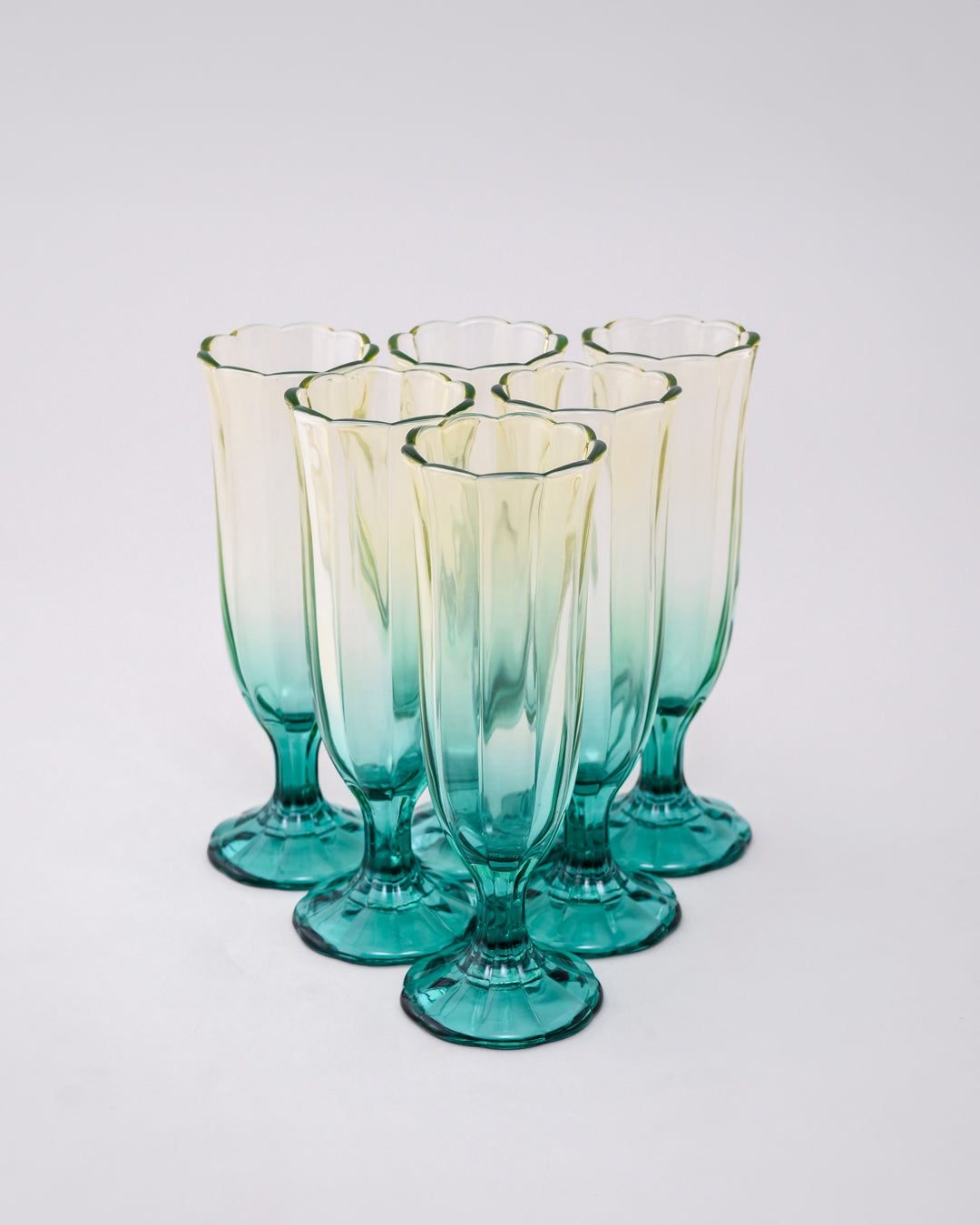 Green Ombré Tulip Champagne Flute - Set of 6