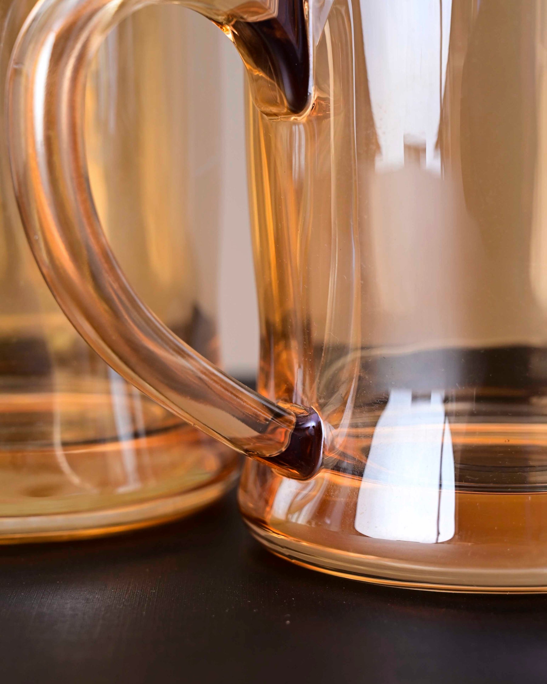 Faceted Radiance Amber Glass Mug - Set of 2