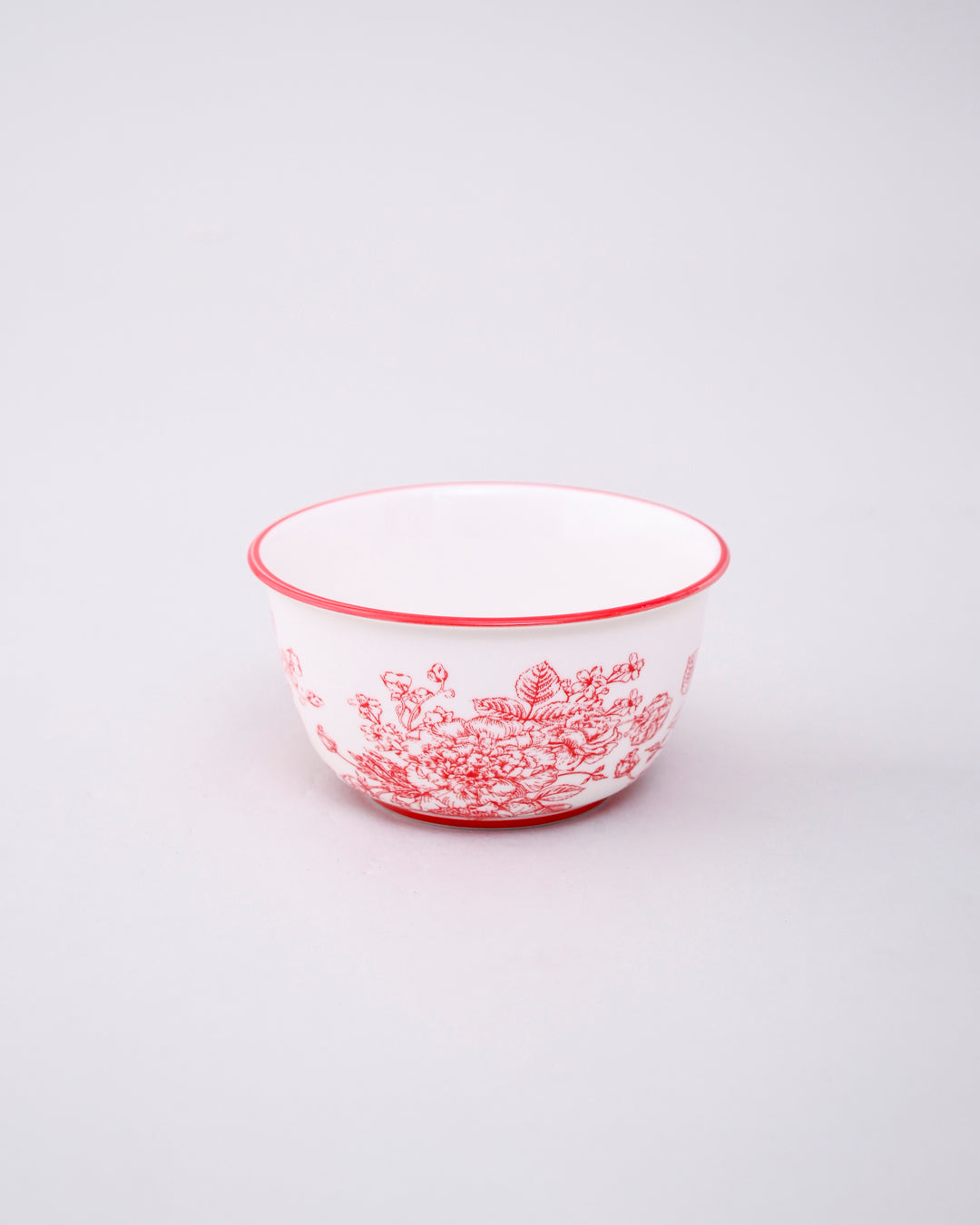Red Floral Ceramic Katori - Set Of 2