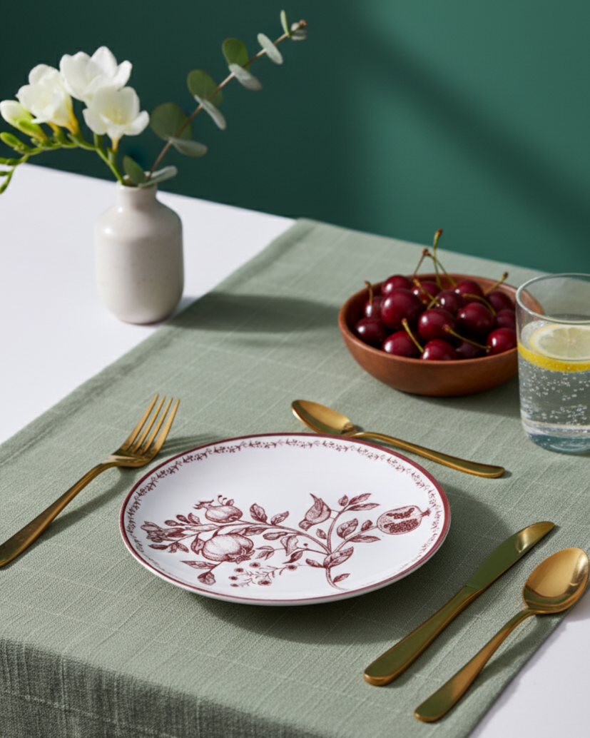 Timeless Pomegranate Charm Dinner Set Red - Set of 16