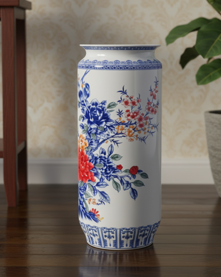 Whispering Petals Harmony Cylinder Vase - White