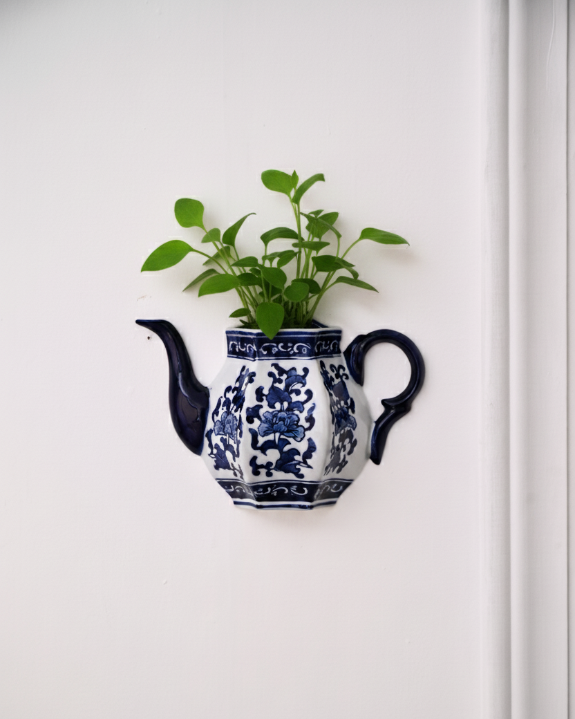 Rendezvous with Blue - Wall Mounted Planter Kettle