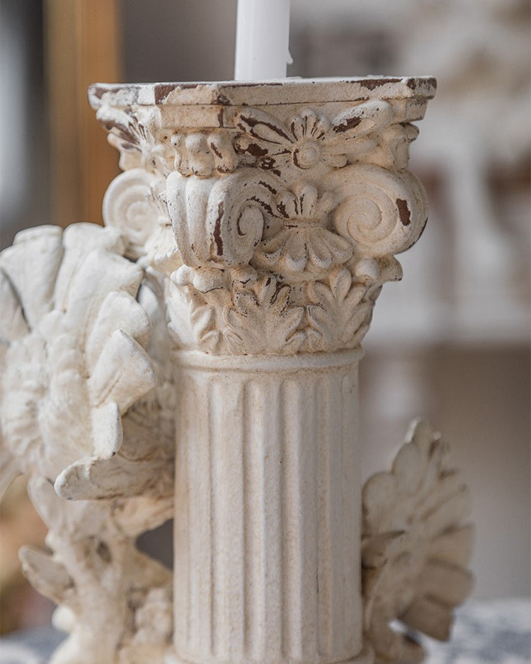 Distressed Finish Dove Candle Holder