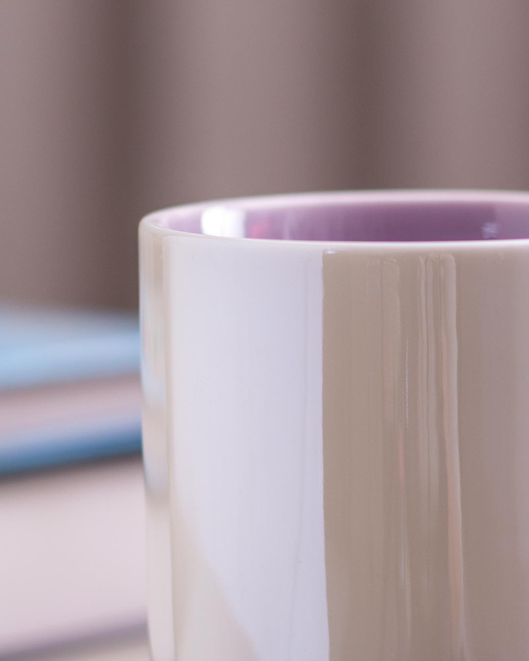 Pearl Glazed Coffee Mug with Saucer - Blue