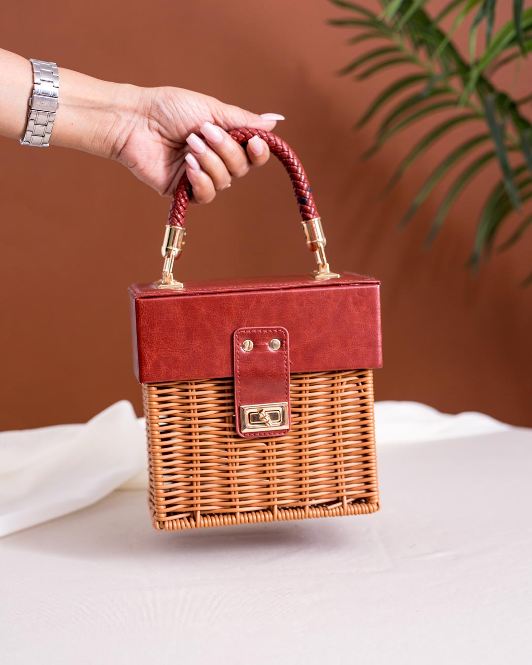Aesthetic Woven storage basket with handles