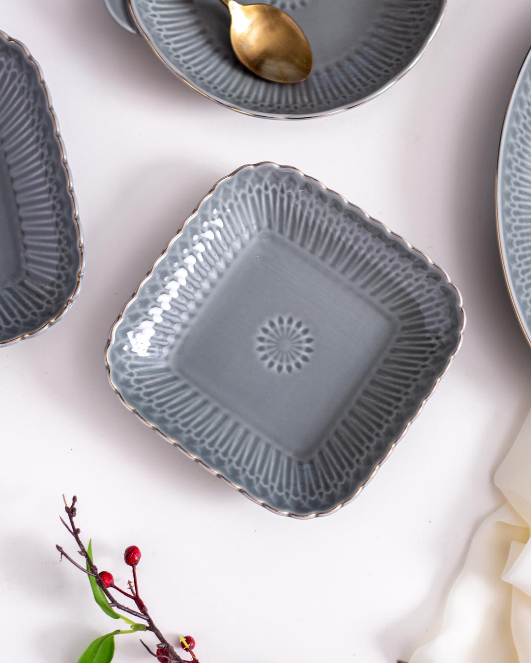 Melamine Grey Quarter Plate