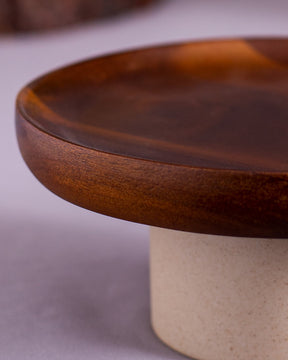 Wooden Rustic Cake Stand with a rich, dark finish, offering a sturdy and stylish solution for dessert presentations.