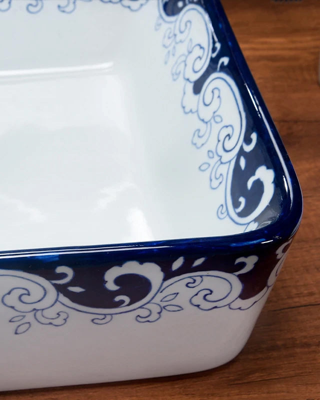Peony Blue & White Porcelain Counter Top Basin - The Decor Kart