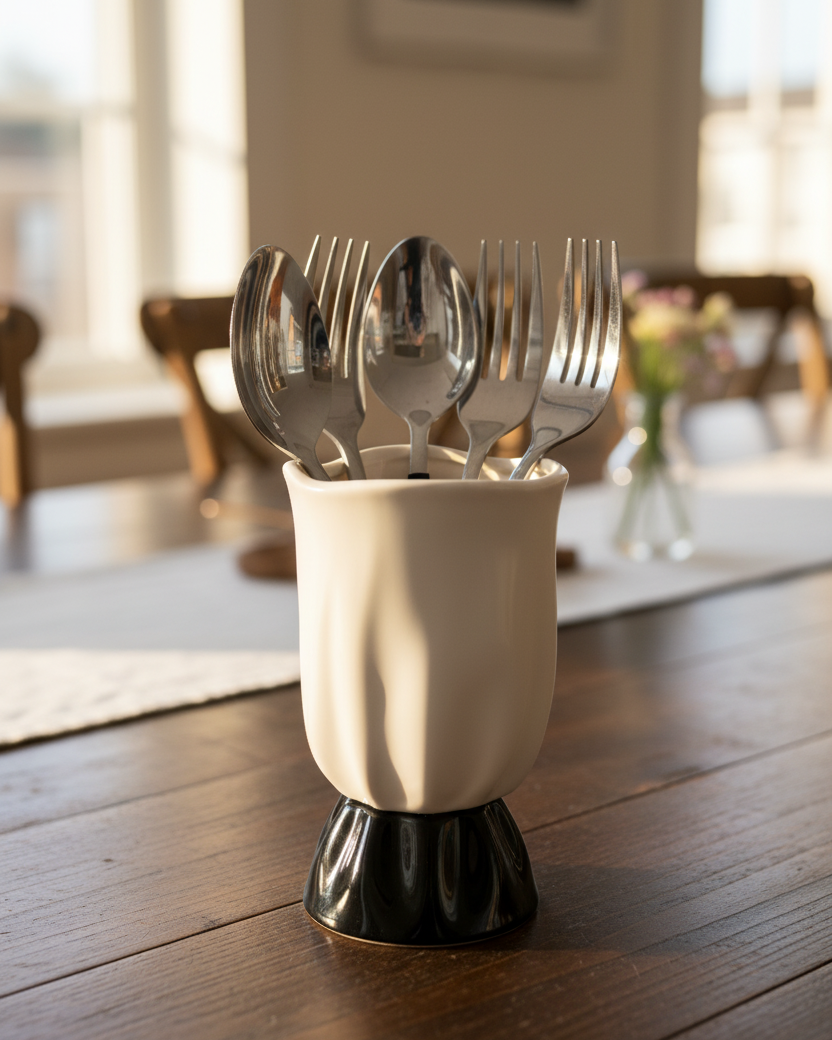 Ivory Noir Utensil Holder