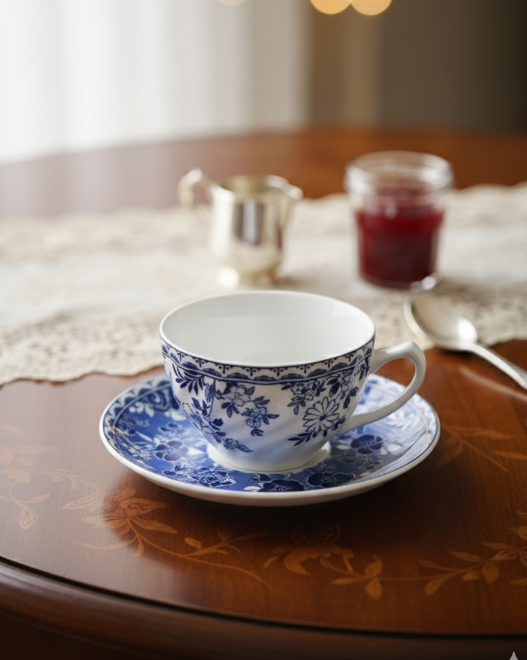 Classic Delft Blue Tea Cup With Saucer