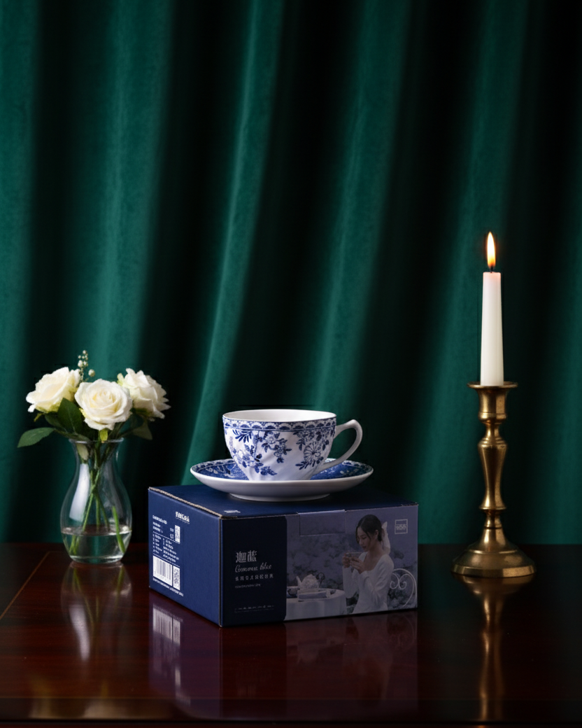 Classic Delft Blue Tea Cup With Saucer