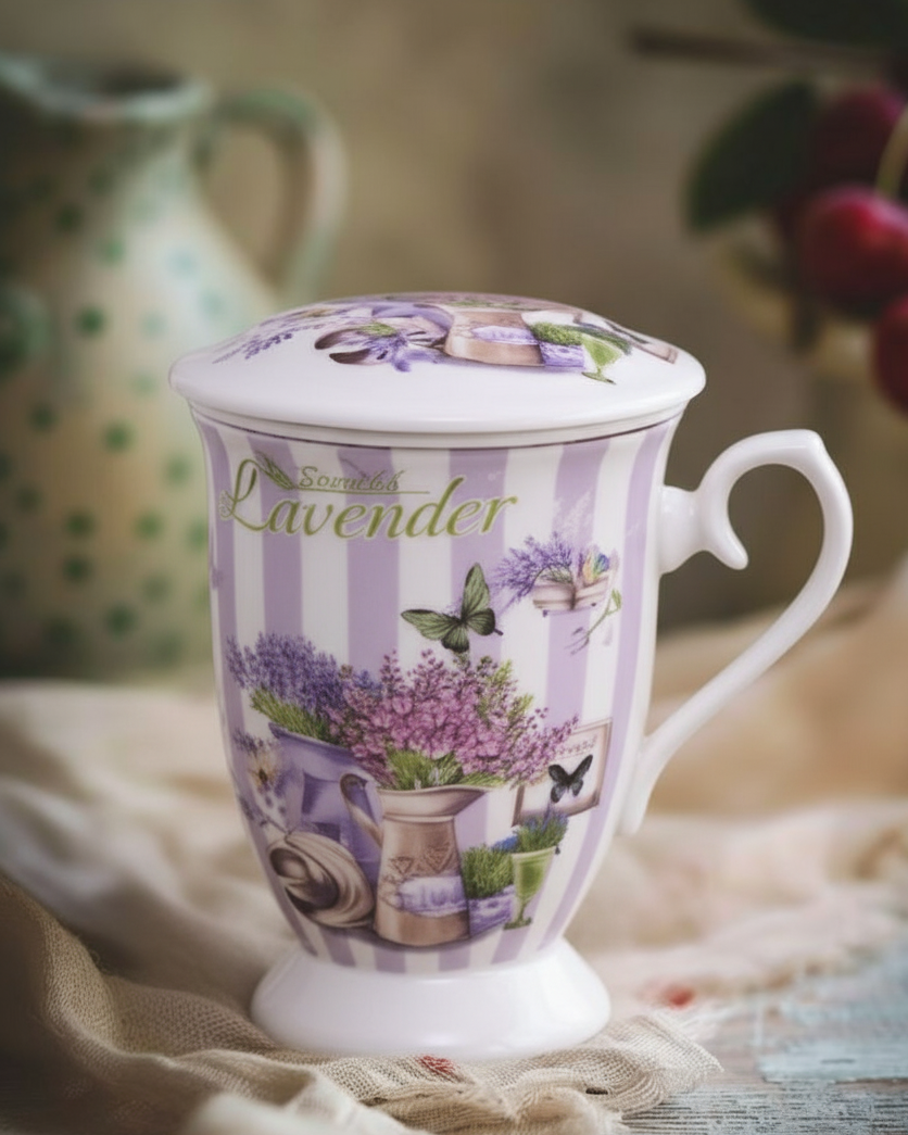 Lavender Butterfly Cage Infuser Mug