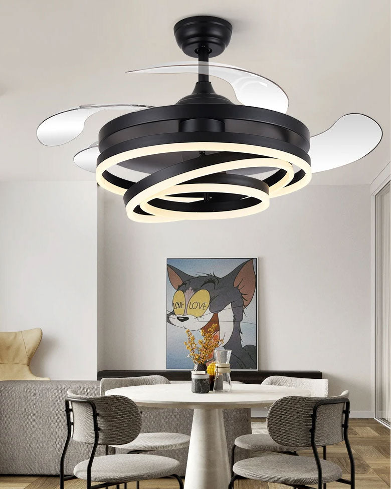 Solstice Retractable Ceiling Fan + Chandelier Light (with Remote Control) - The Decor Kart