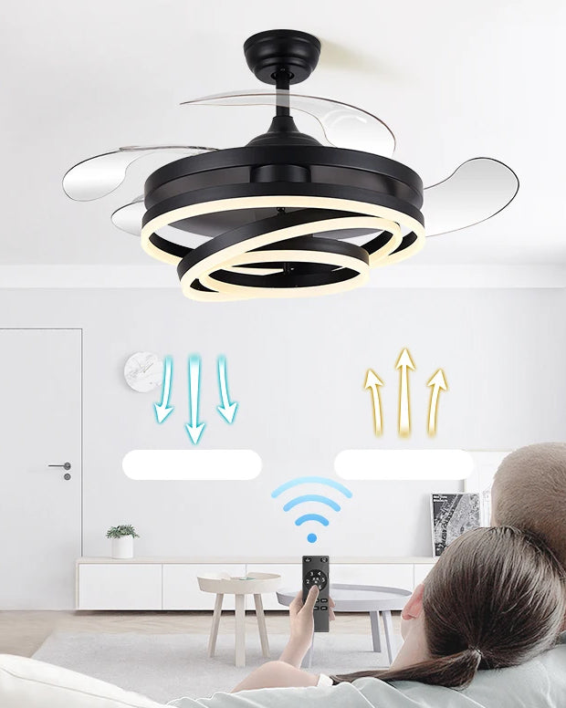 Solstice Retractable Ceiling Fan + Chandelier Light (with Remote Control) - The Decor Kart