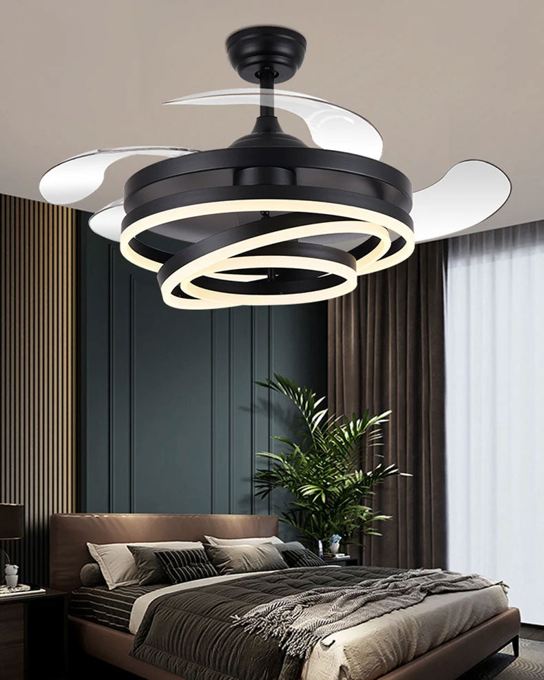Solstice Retractable Ceiling Fan + Chandelier Light (with Remote Control) - The Decor Kart
