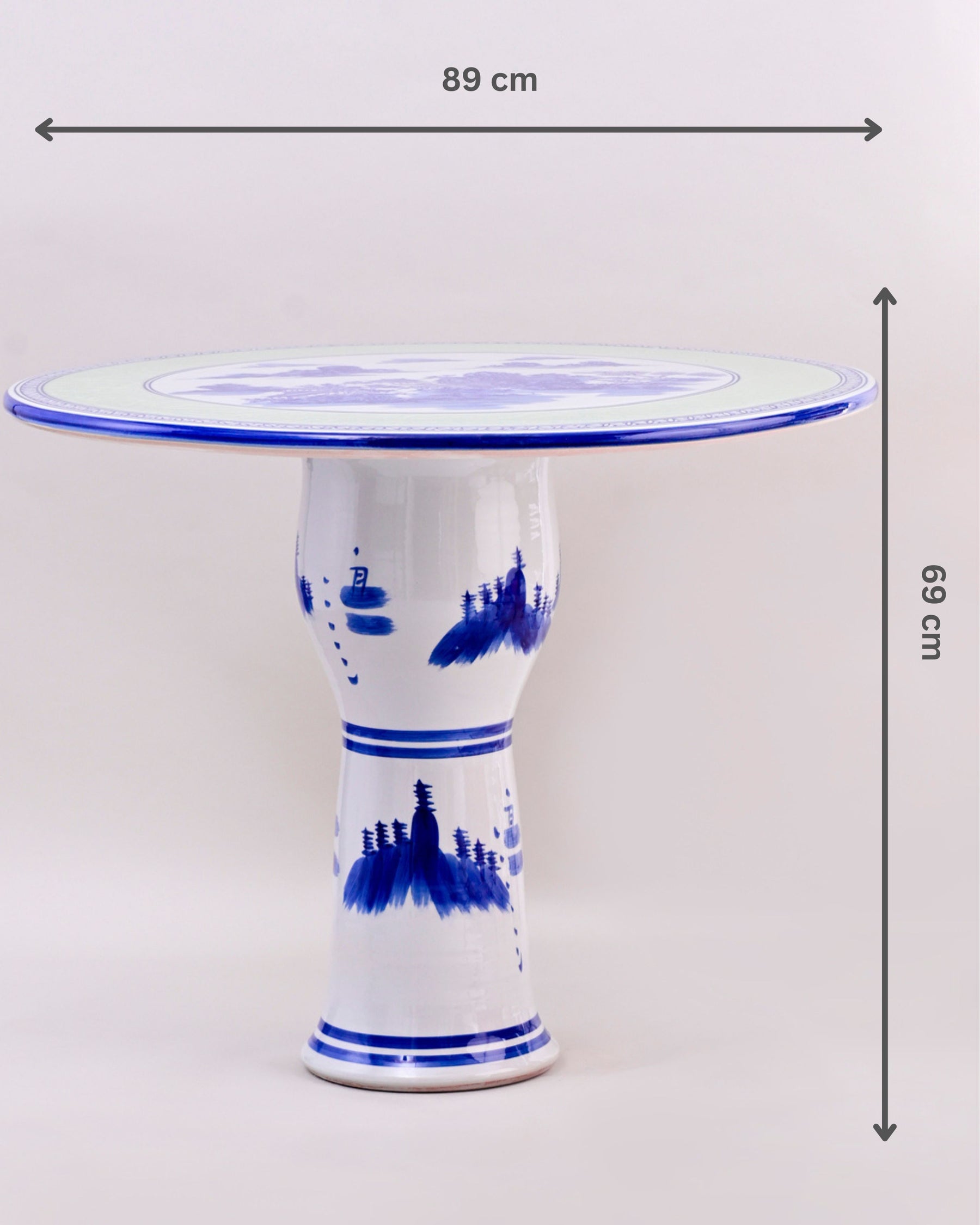 Blue Willow Landscape Porcelain Center Table
