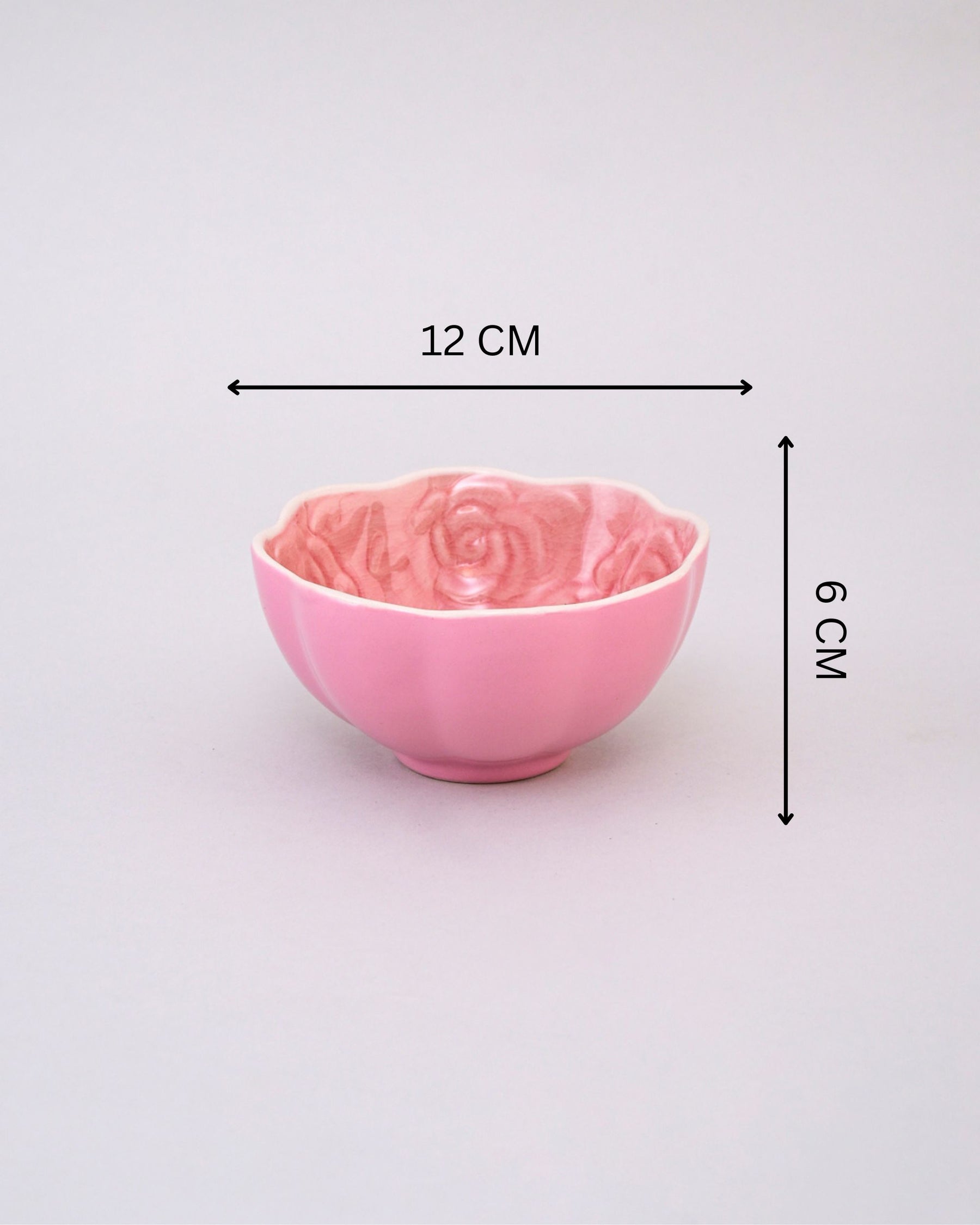 Rosé Bloom Embossed Ceramic Bowl - Set Of 4