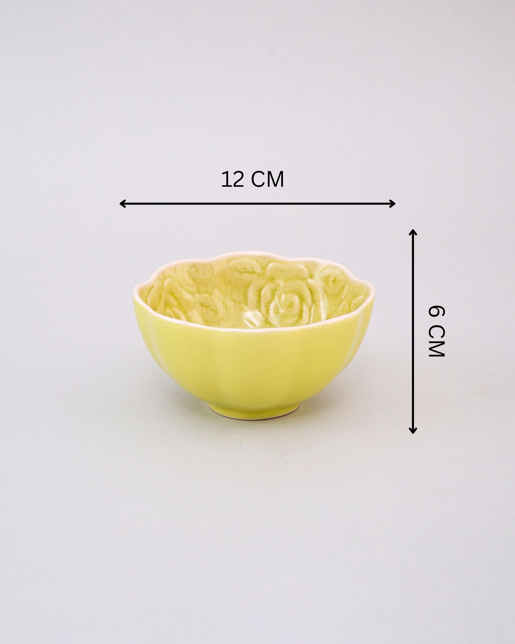 Rosé Bloom Embossed Ceramic Bowl - Set Of 4