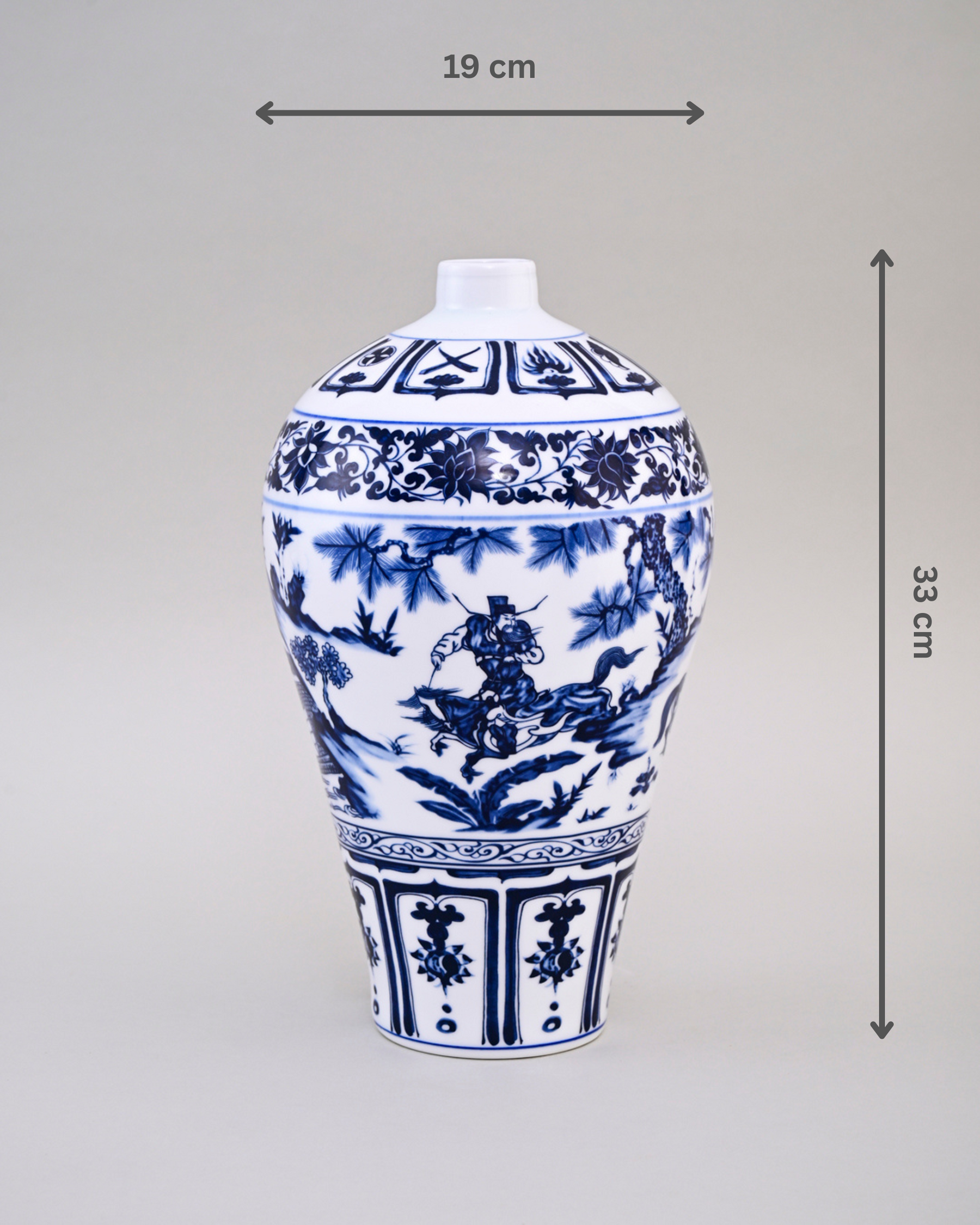 Pastoral Scene Blue & White Porcelain Vase