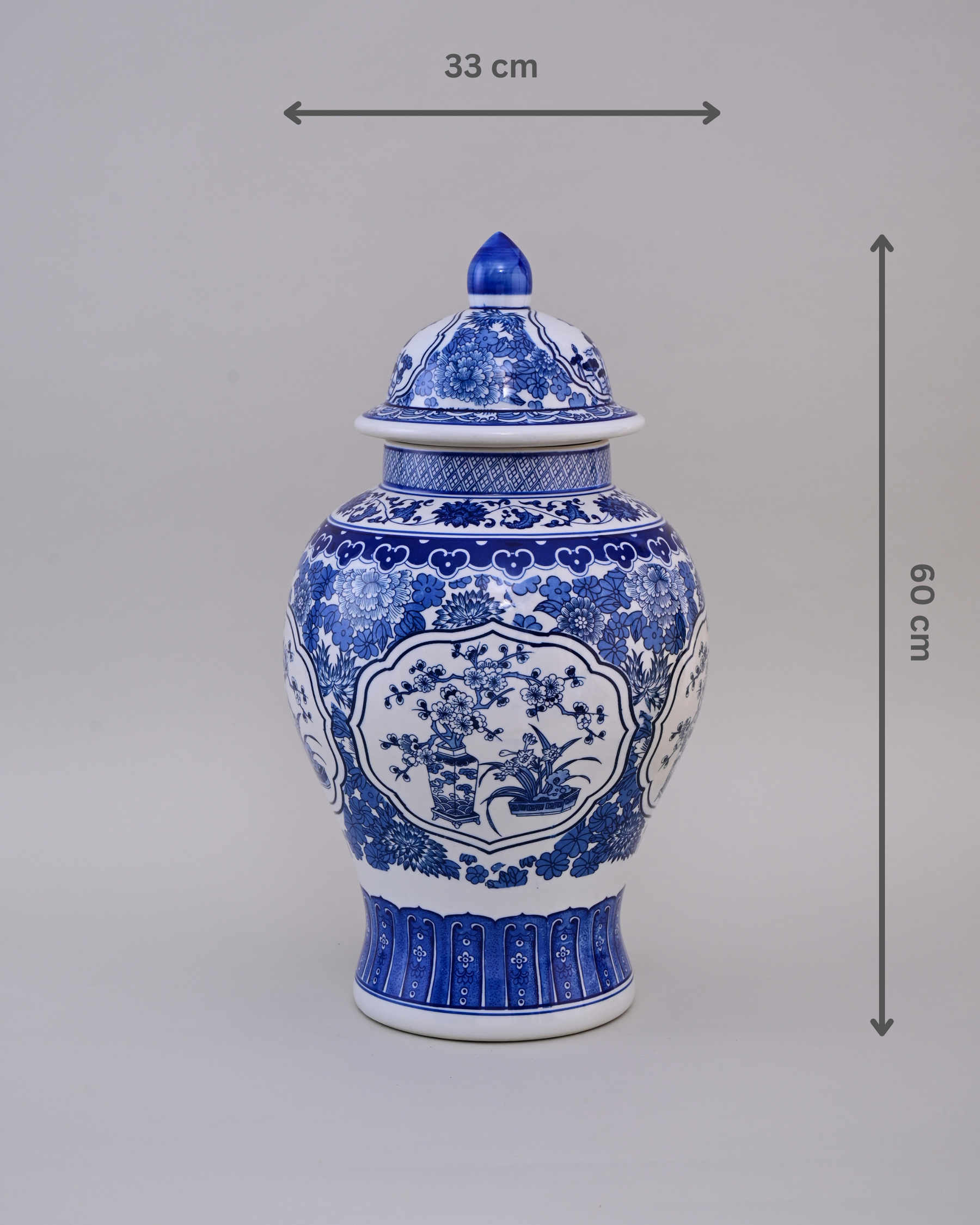 Blue & White Blossom Harmony Temple Jar - Large 60 cm