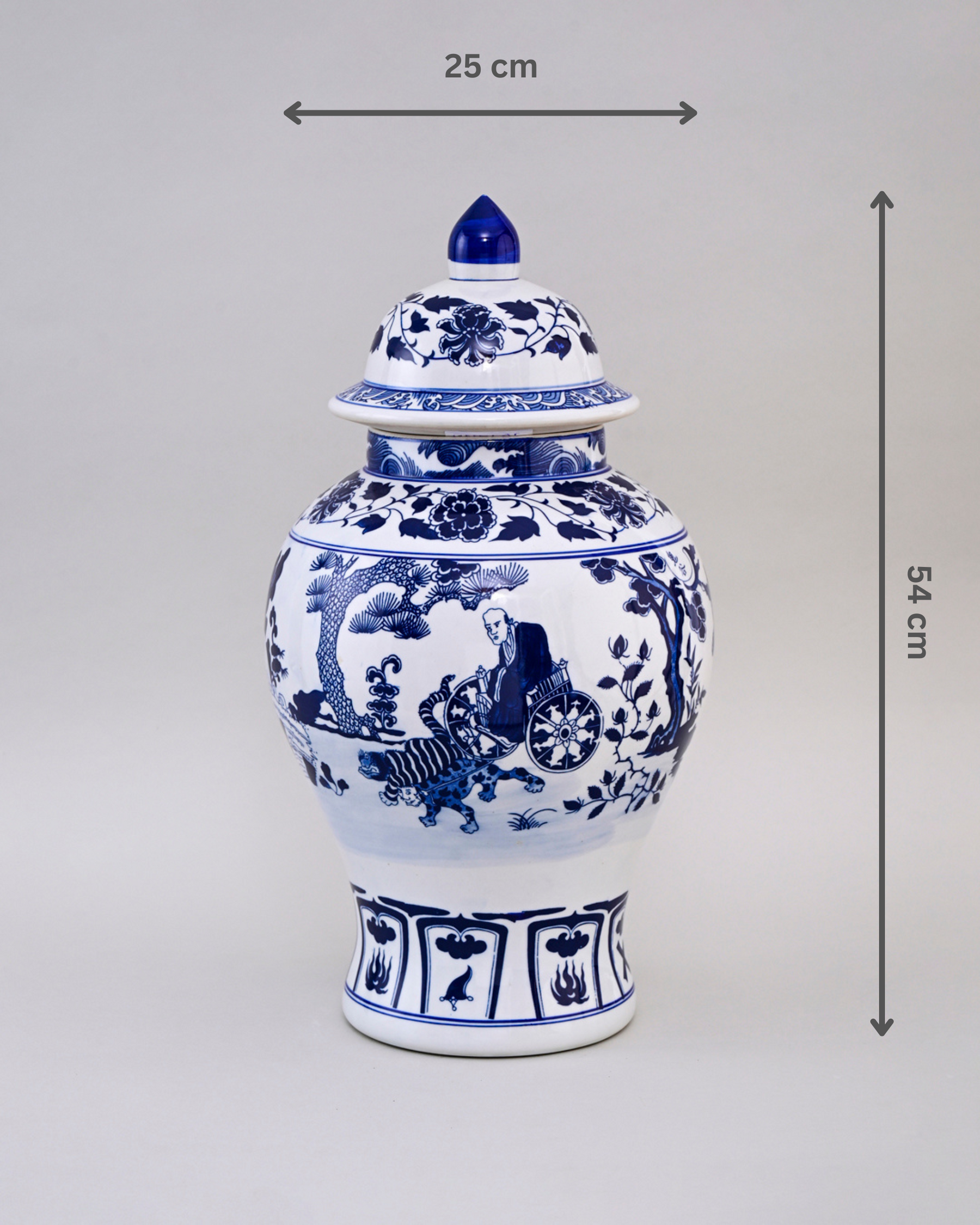 Imperial Carriage Blue & White Temple Jar - 54