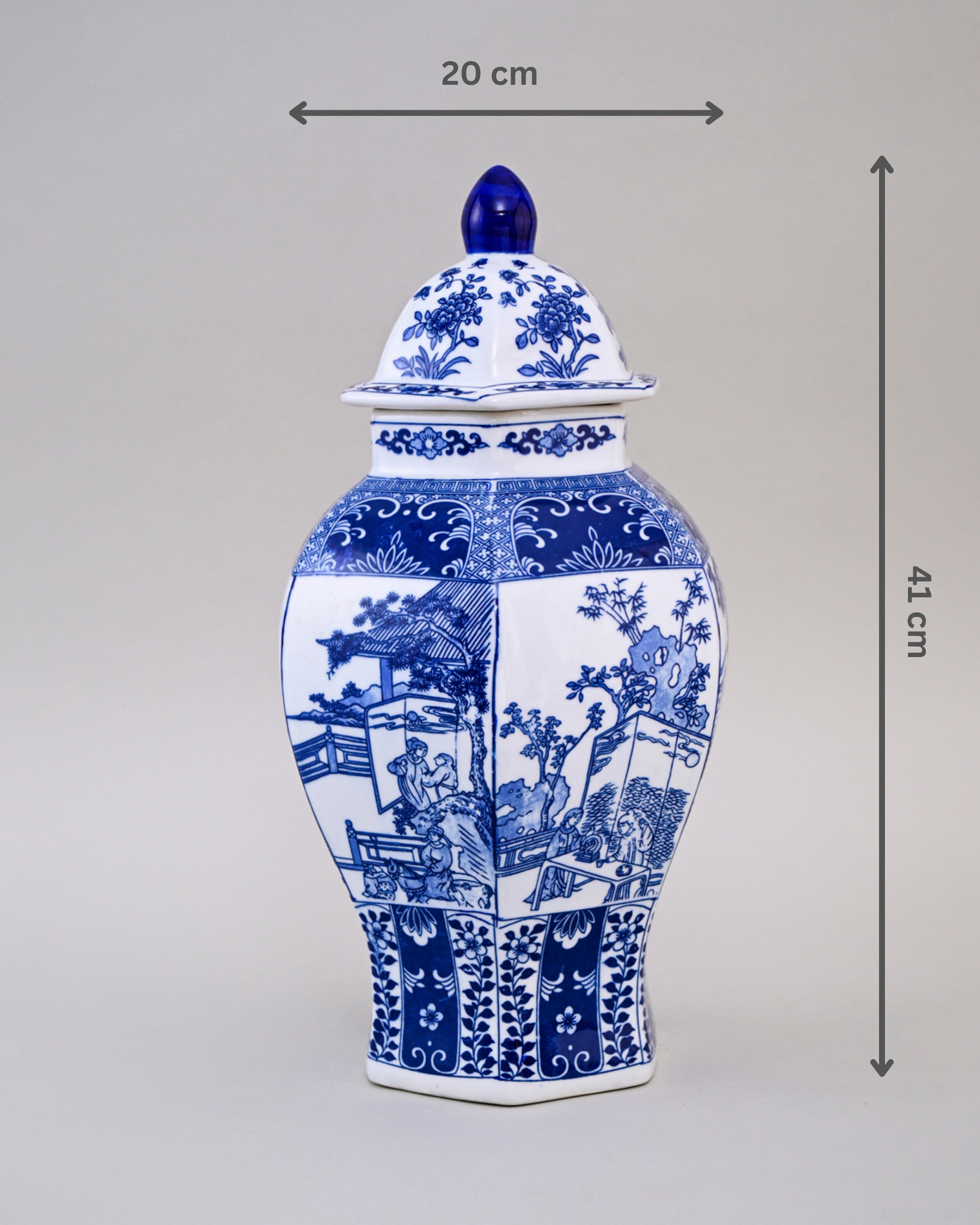 Blue & White Amidst Nature Tample Jar - 41 cm
