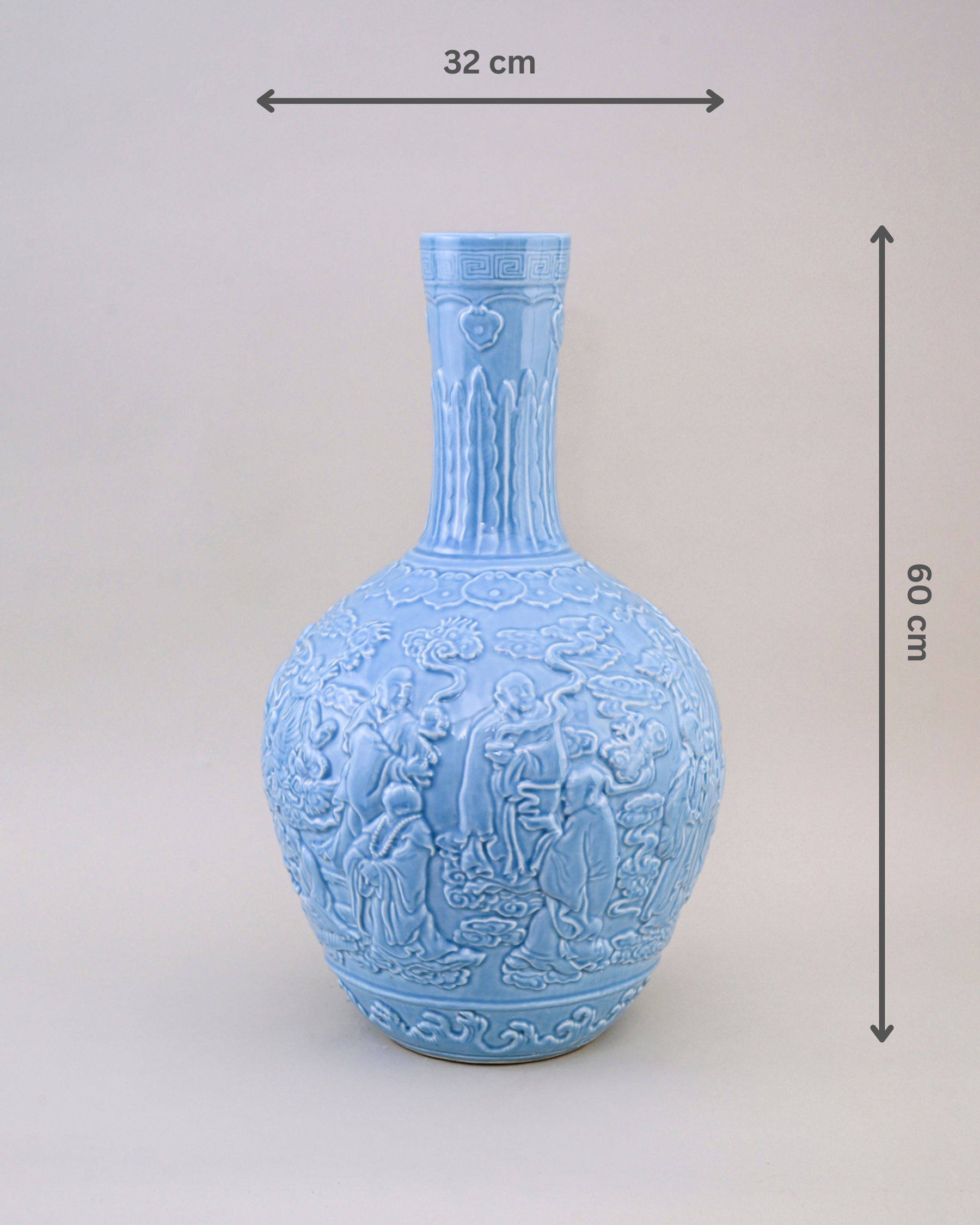 Celestial Blue Celadon Heritage Embossed Vase