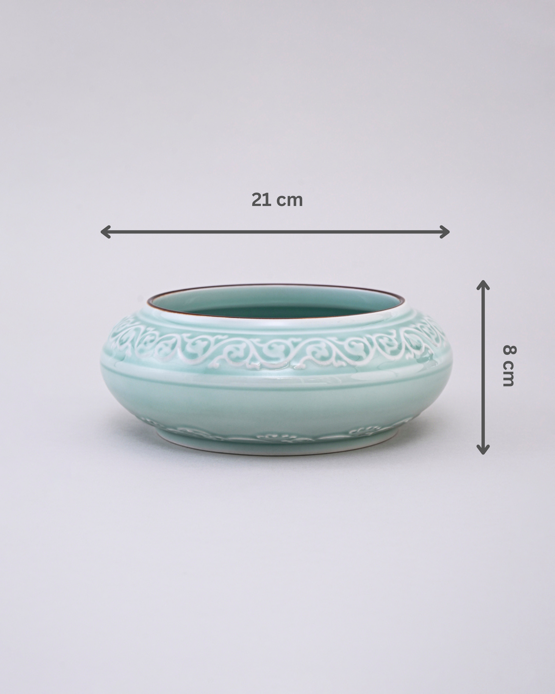 Serene Vine Celadon Glaze Decorative Bowl
