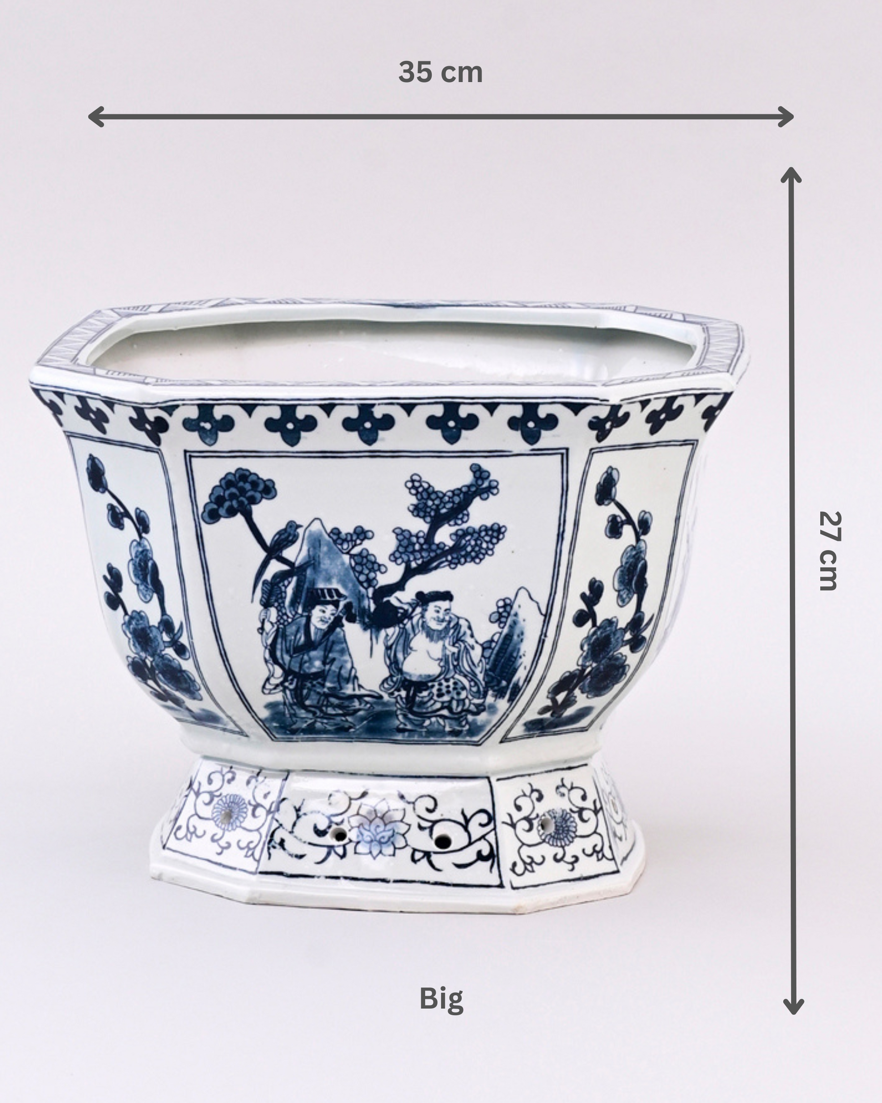 Dynasty Blue & White Oriental Planters - Set Of 2
