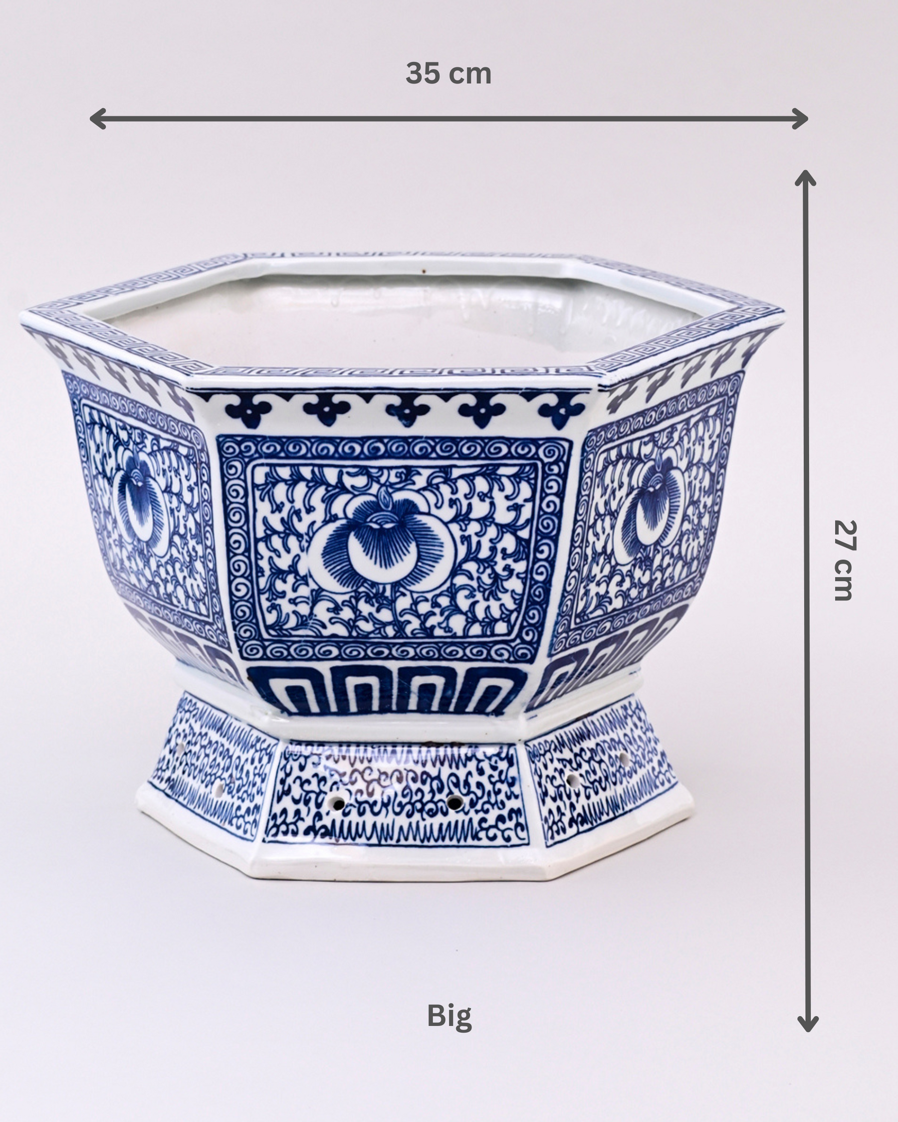 Blue & White Ming Octagonal Planters - Set Of 2