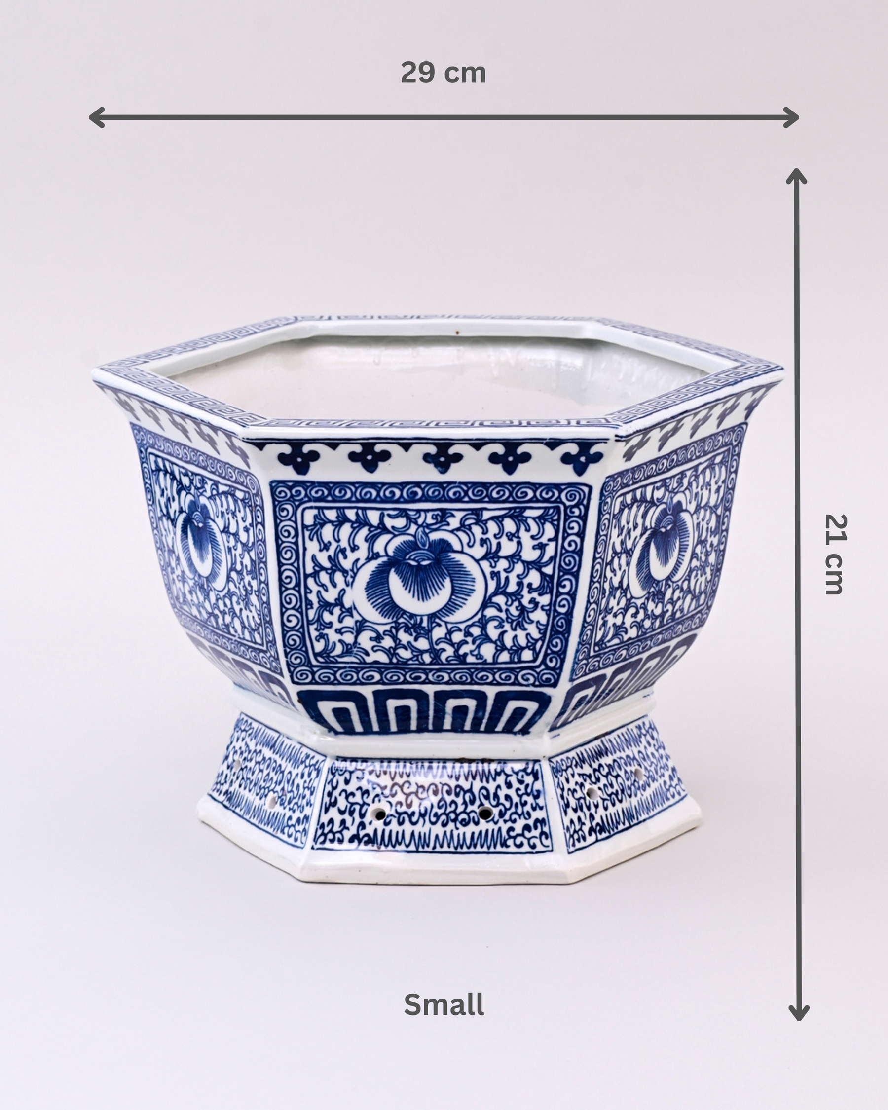 Blue & White Ming Octagonal Planters - Set Of 2