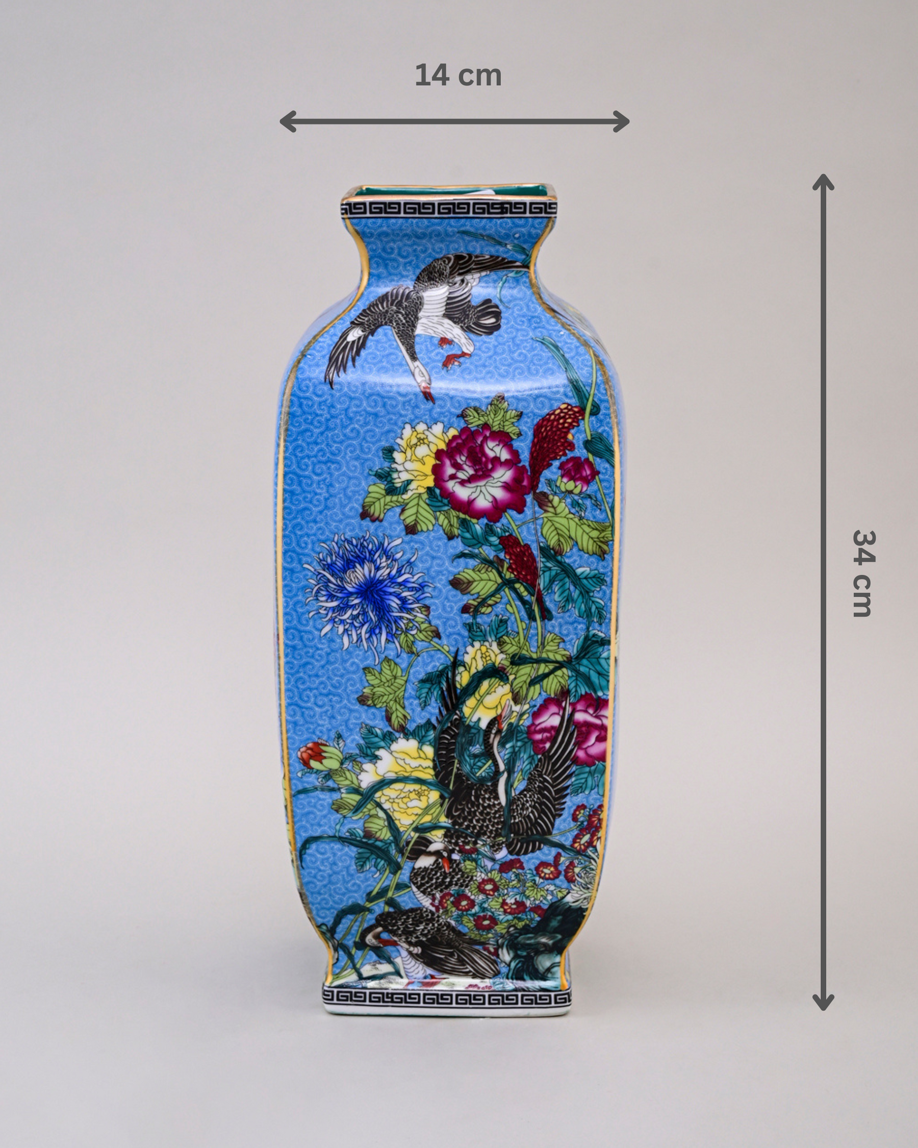 Blossom Cloisonn Enamel Vase - Blue