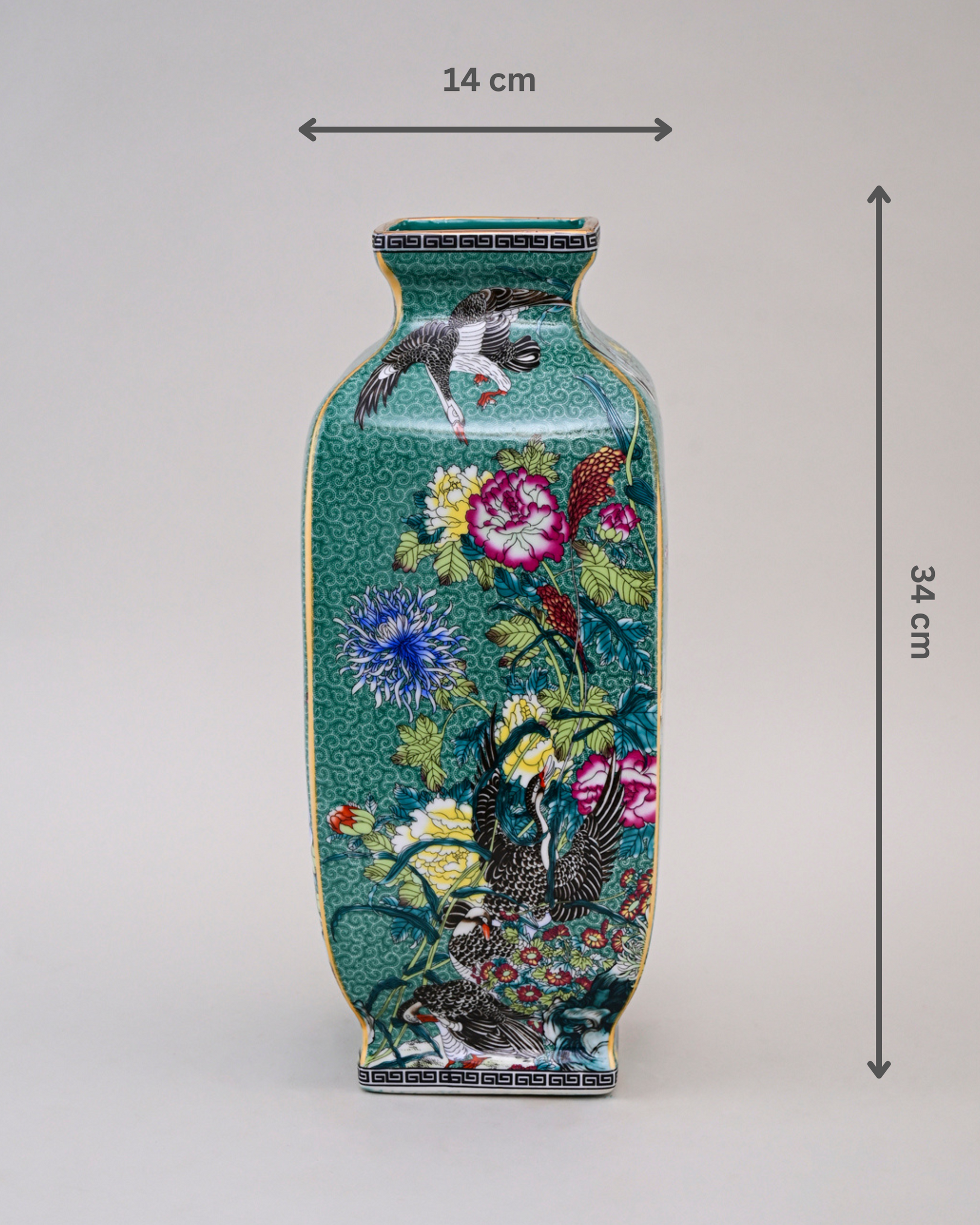 Blossom Cloisonn Enamel Vase - Green