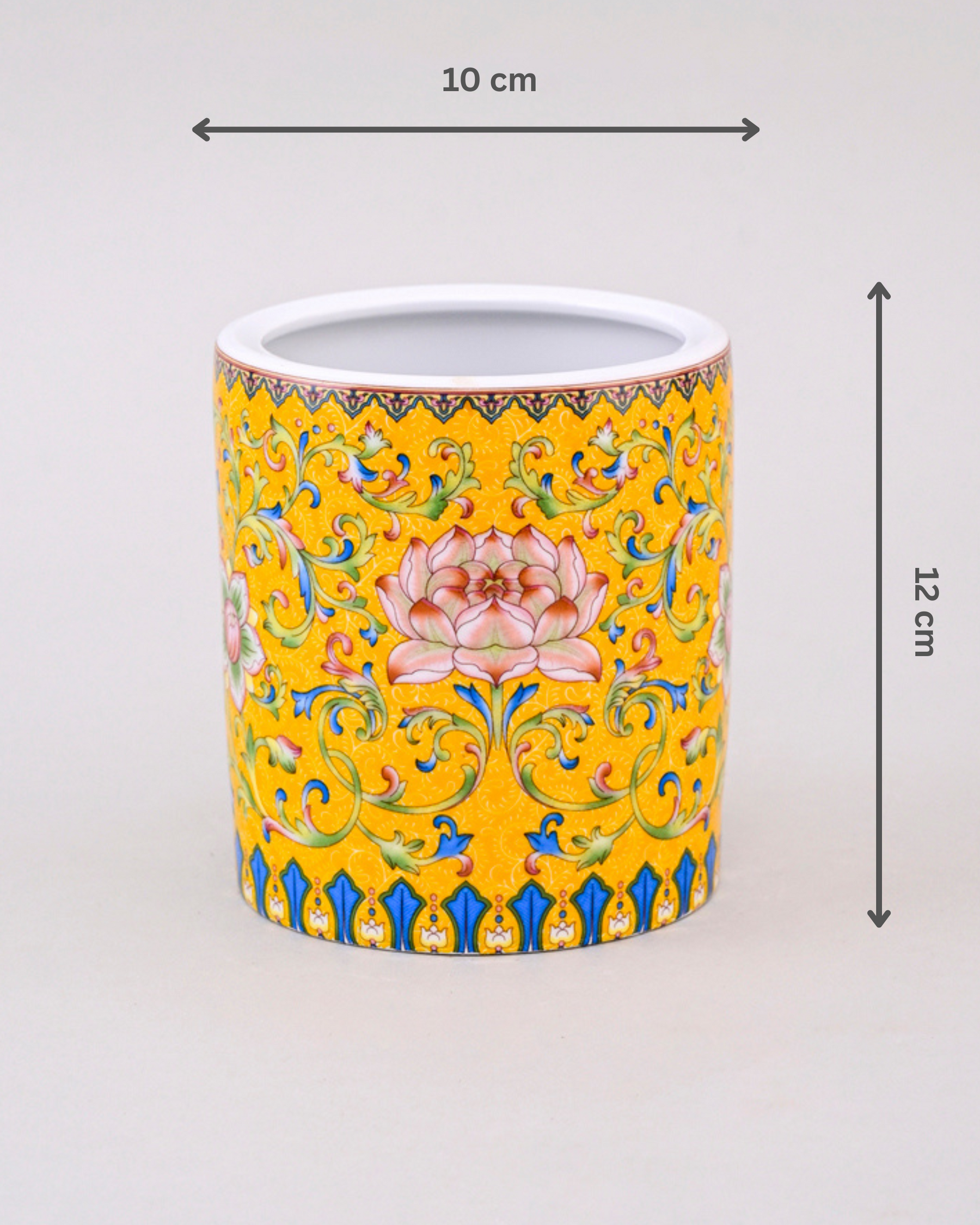 Floral and Vine Motifs Planter - Yellow