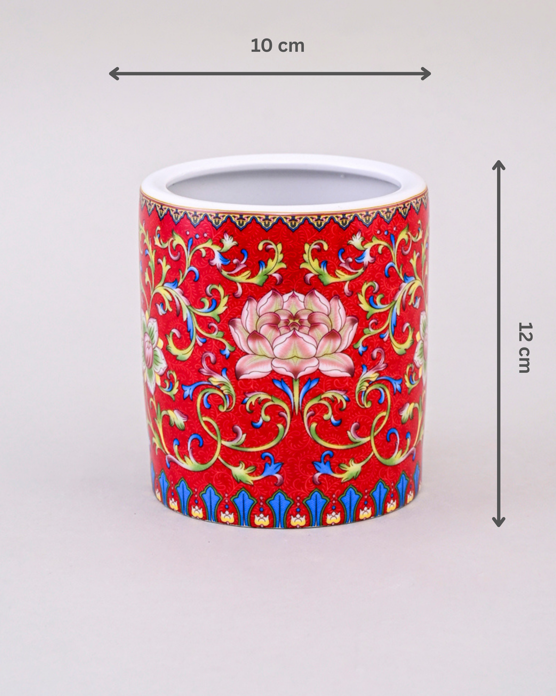 Floral and Vine Motifs Planter - Red
