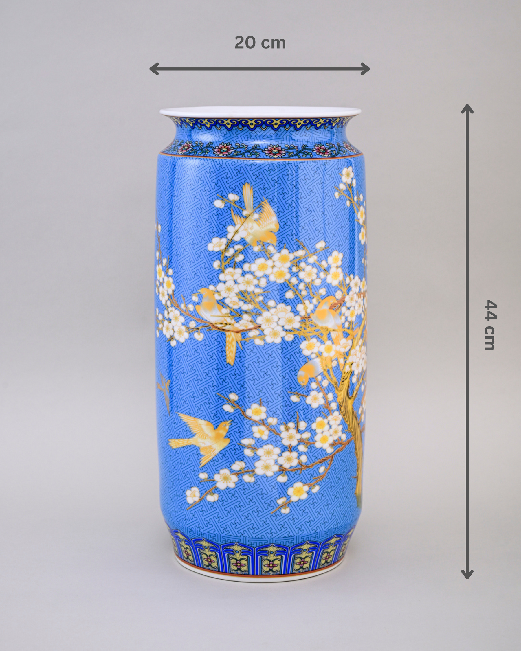 Whispering Petals Harmony Cylinder Vase - Blue