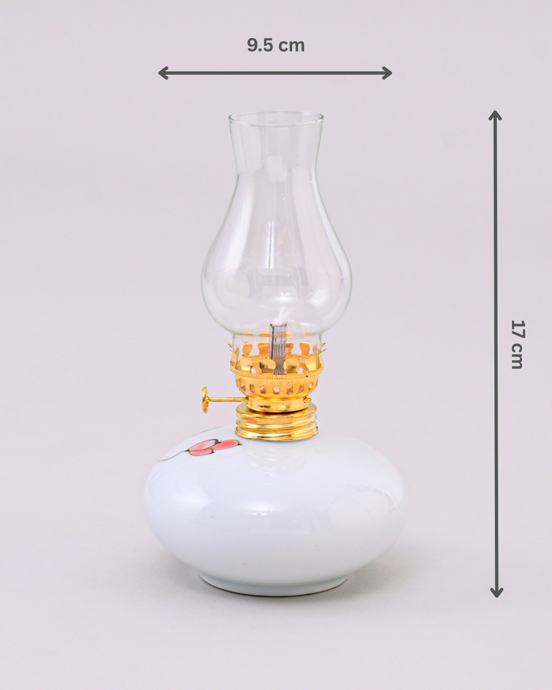 Heritage Glow Vintage Glass Oil Lamp - White