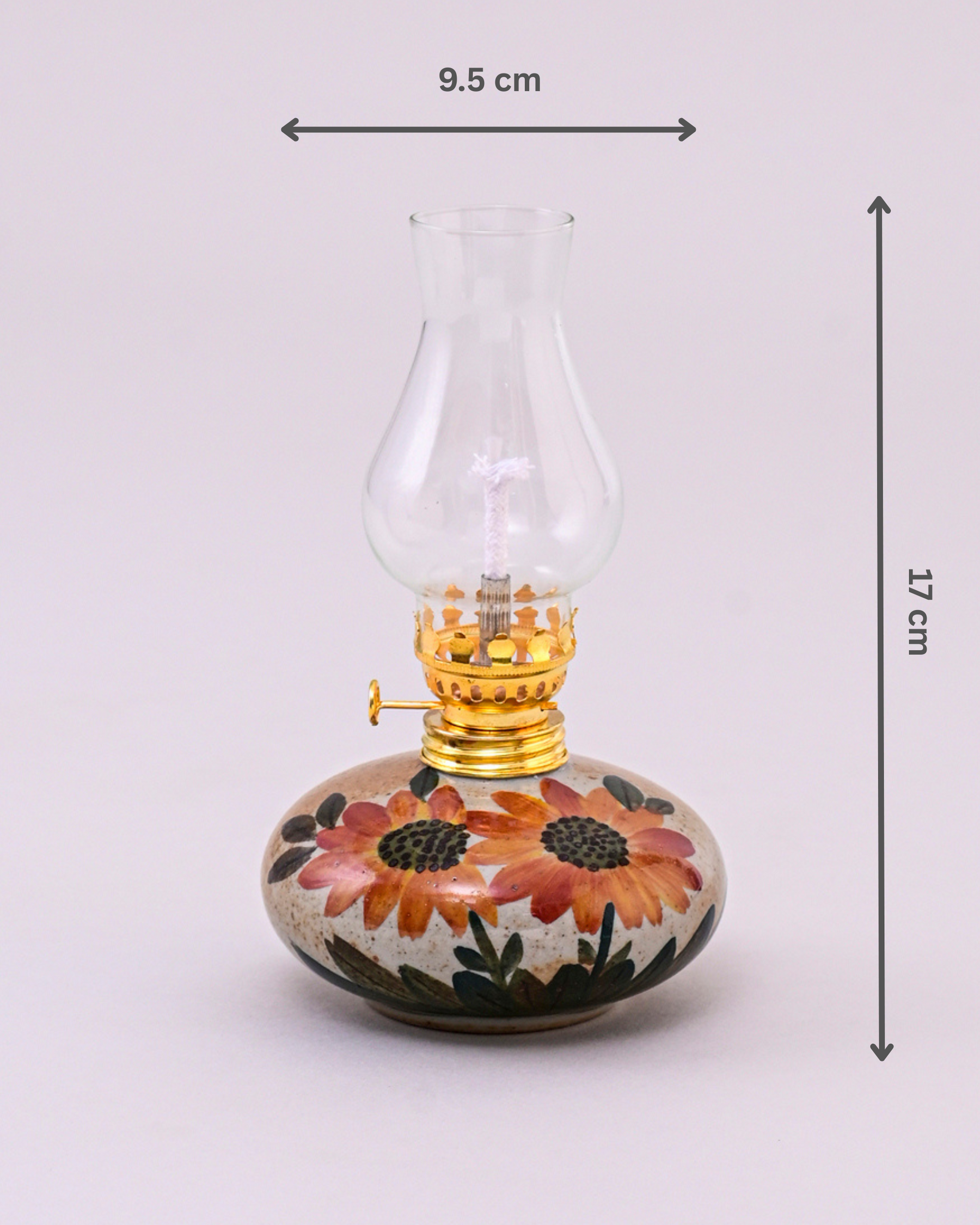 Heritage Glow Vintage Glass Oil Lamp - Brown
