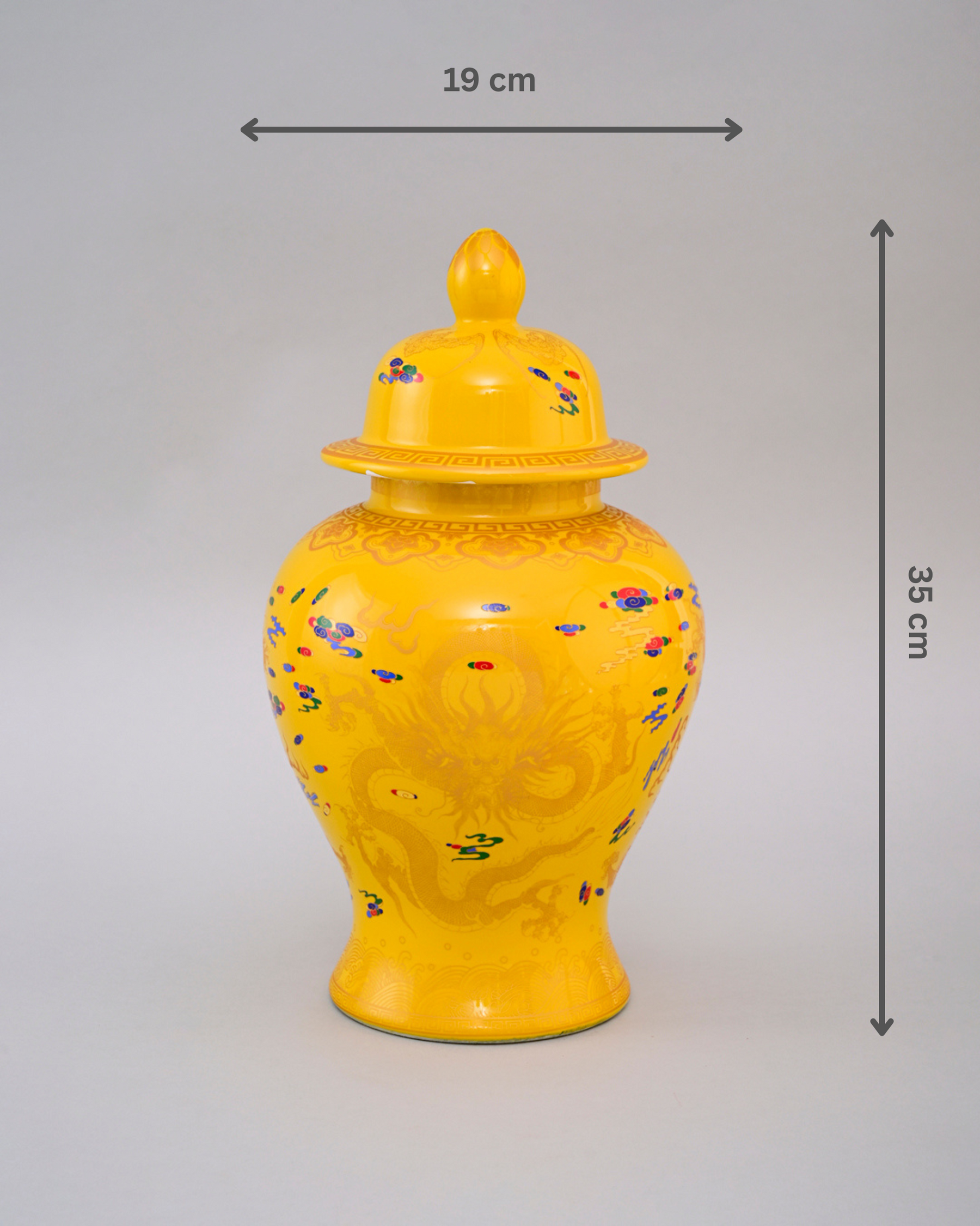 Golden Imperial Dragon Temple Jar - Yellow - 35cm