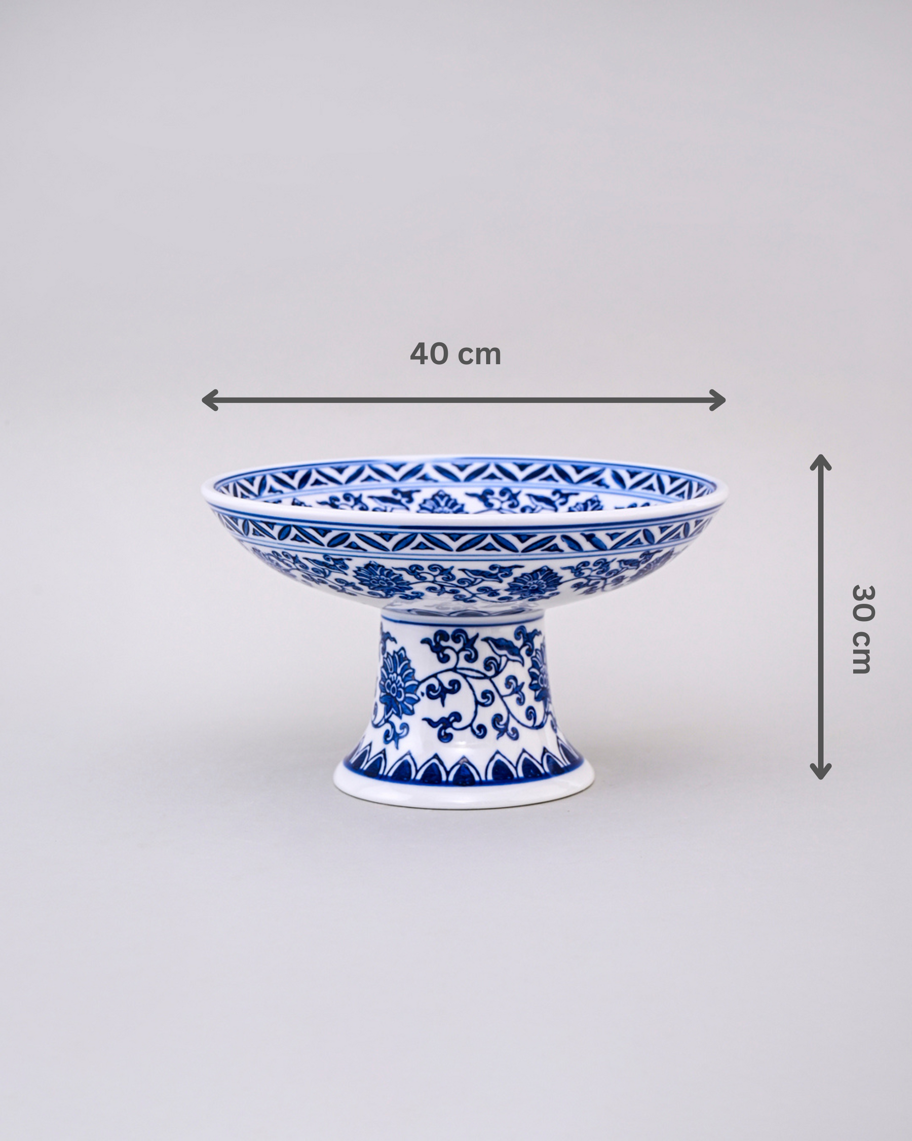 Blue and White Pedestal Decorative Bowl - Small