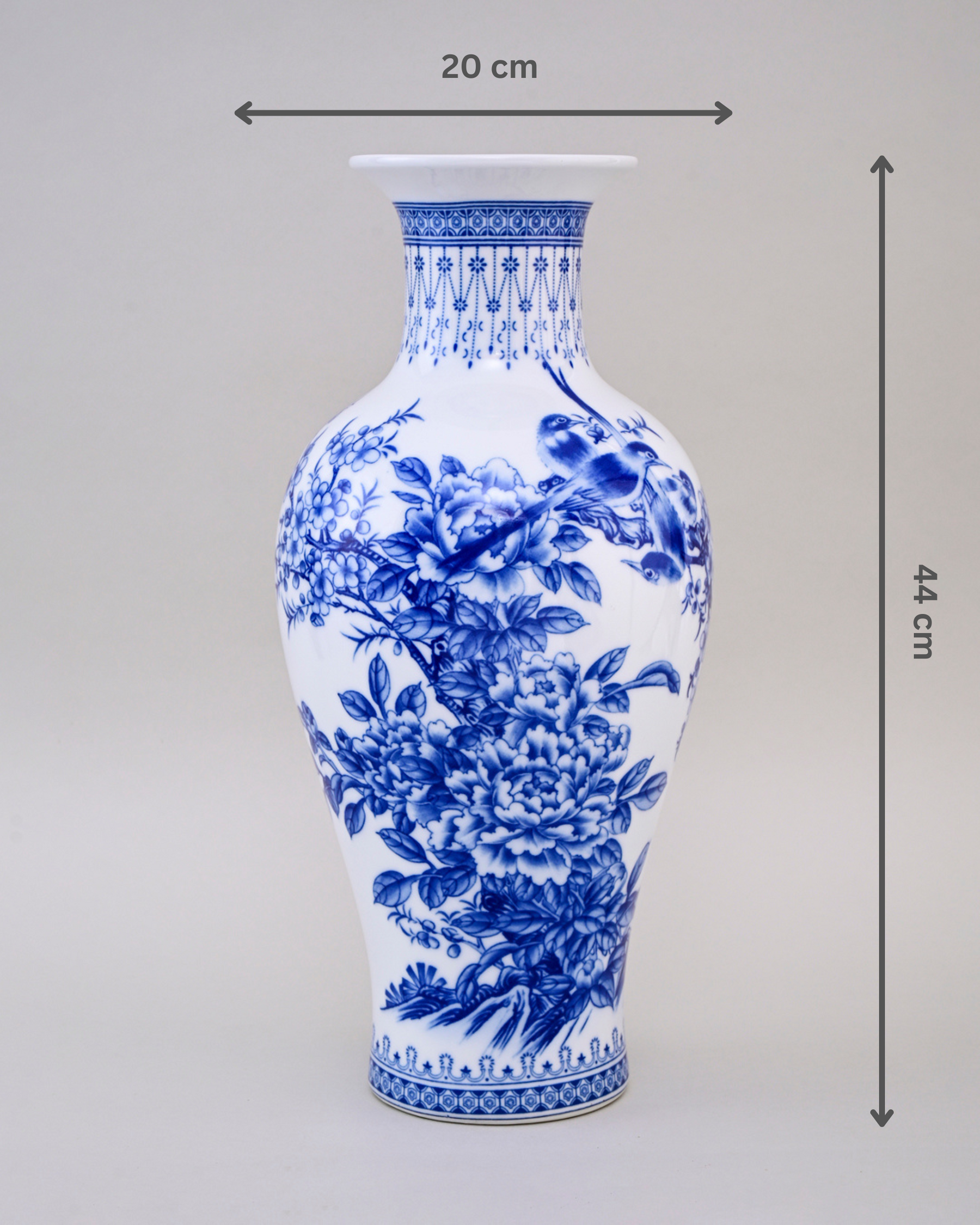 Royal Blue & White Floral Bone China Vase