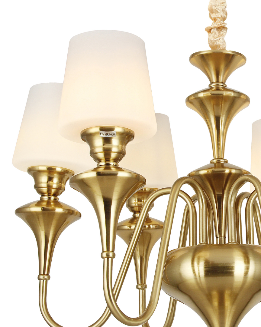 "Royal Bloom" Brass Chandelier - 6 Lights
