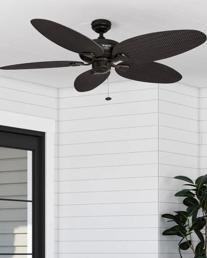 Coastal Breeze Woven Blade Pull Chain Ceiling Fan