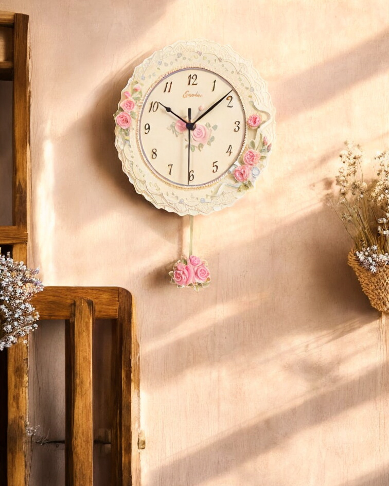 'Country Roses' Vintage Wall Clock