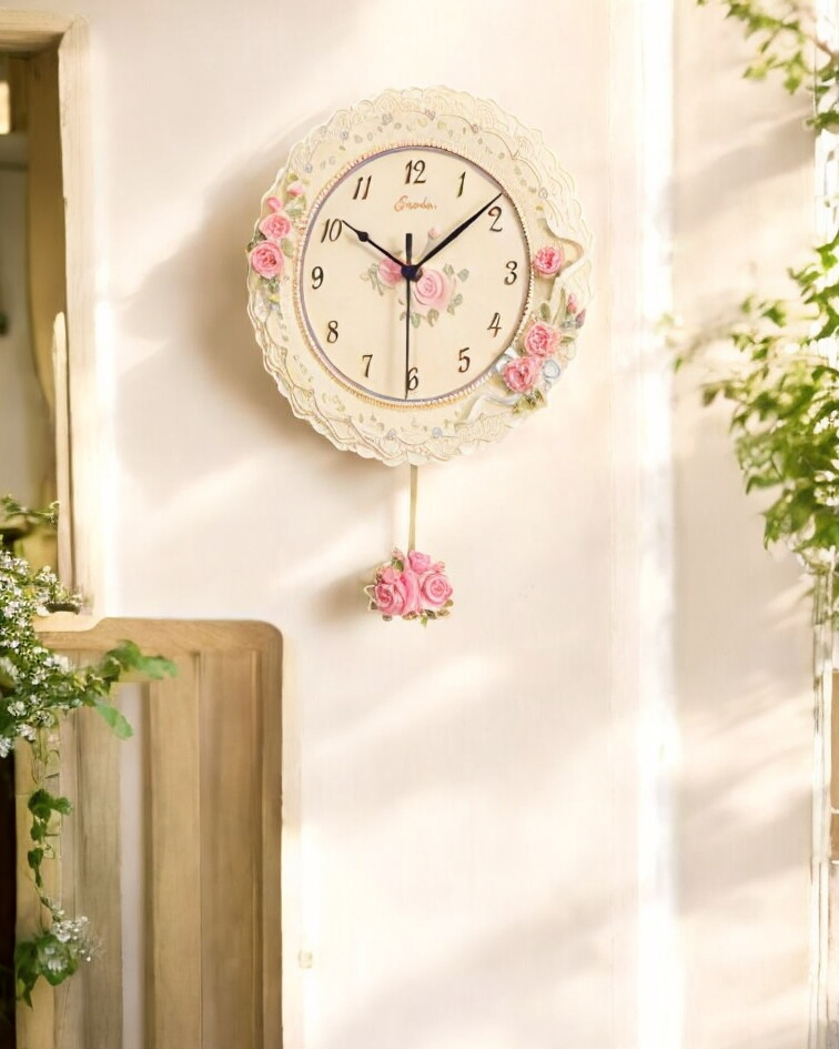 'Country Roses' Vintage Wall Clock